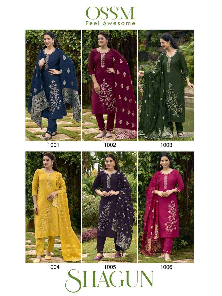 Ossm Shagun Roman Silk Kurti Combo 6 pcs Catalogue