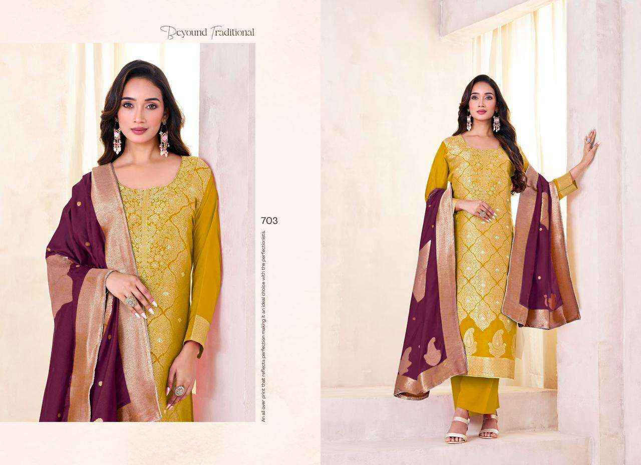 Taniksh Saiya Muslin Jacquard Dress Material 4 pcs Catalogue