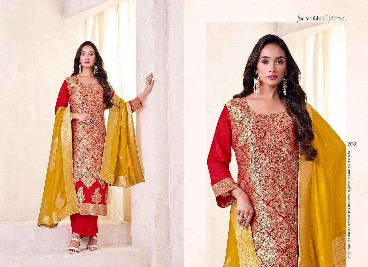 Taniksh Saiya Muslin Jacquard Dress Material 4 pcs Catalogue