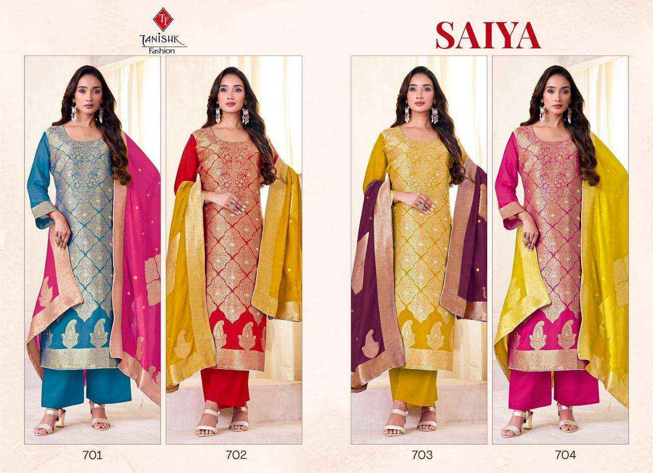 Taniksh Saiya Muslin Jacquard Dress Material 4 pcs Catalogue
