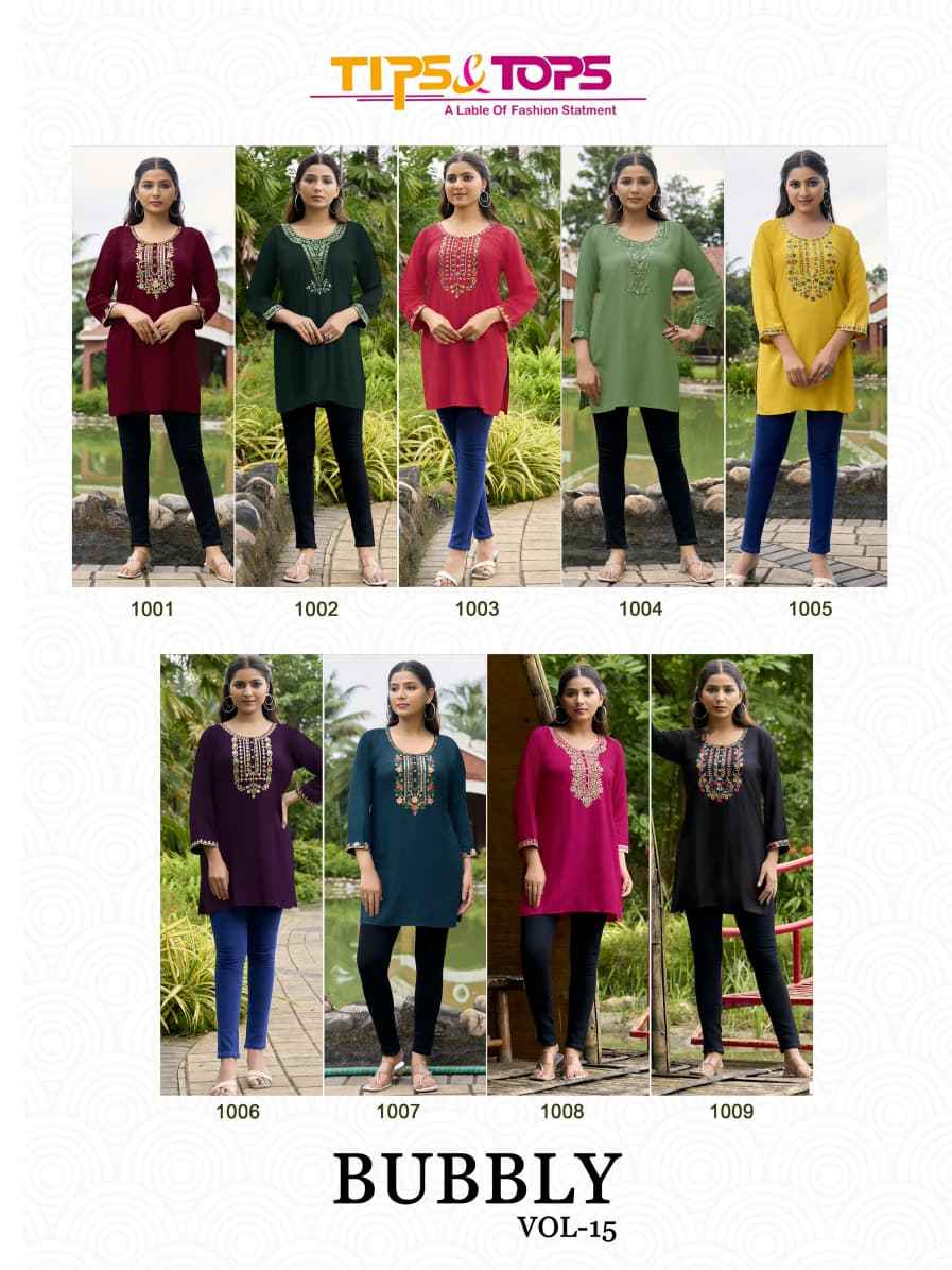 Tips & Tops Bubbly Vol 15 Rayon Slub Top 8 Pcs Catalogue