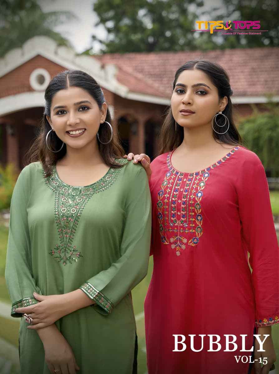 Tips & Tops Bubbly Vol 15 Rayon Slub Top 8 Pcs Catalogue