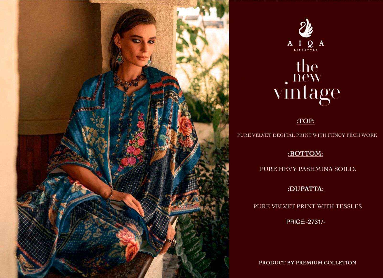 Aiqa The New Vintage Velvet Dress Material 7 pcs Catalogue