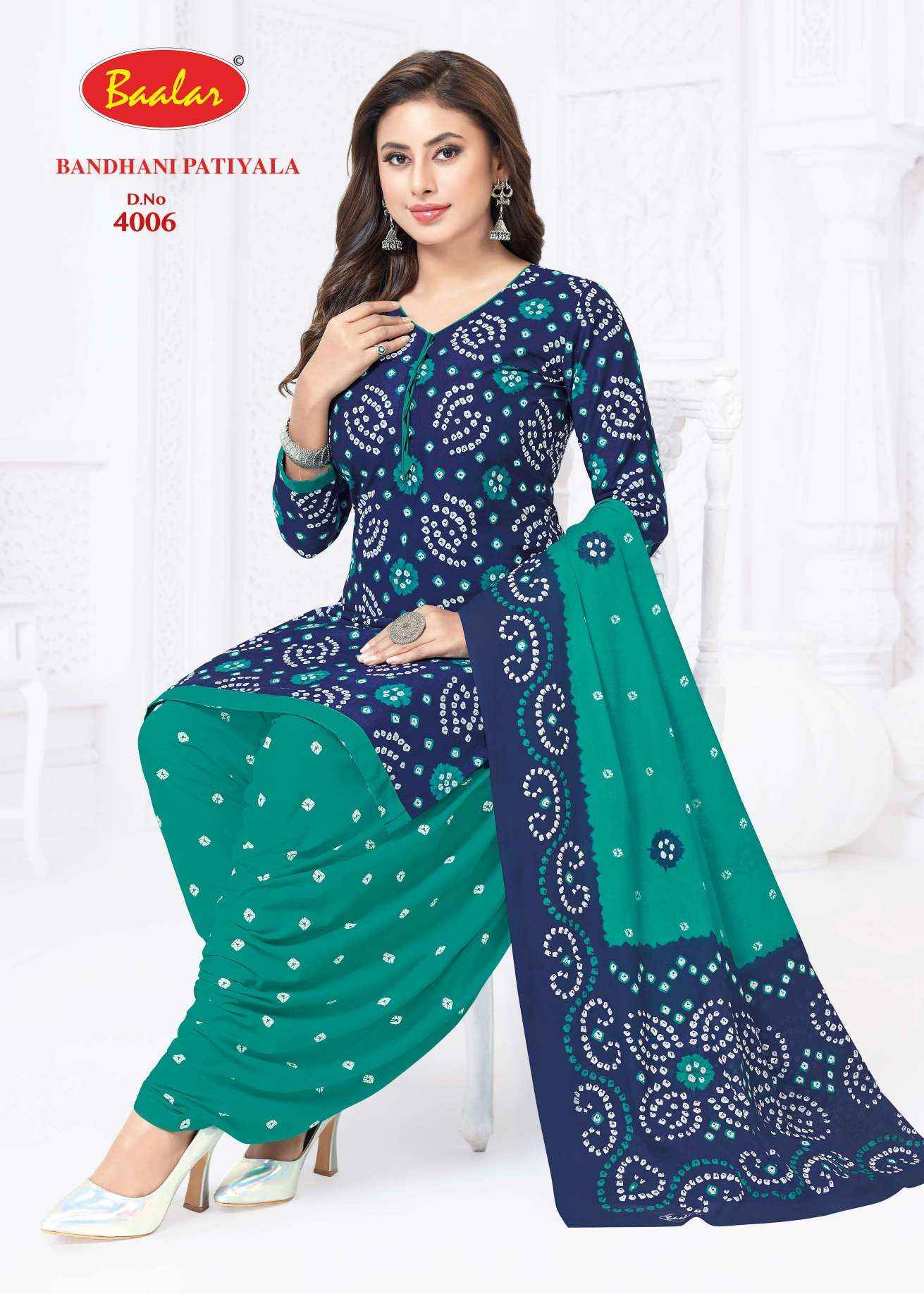 Baalar Bandhani Patiyala Vol 4 Cotton Dress Material 12 pcs Catalogue