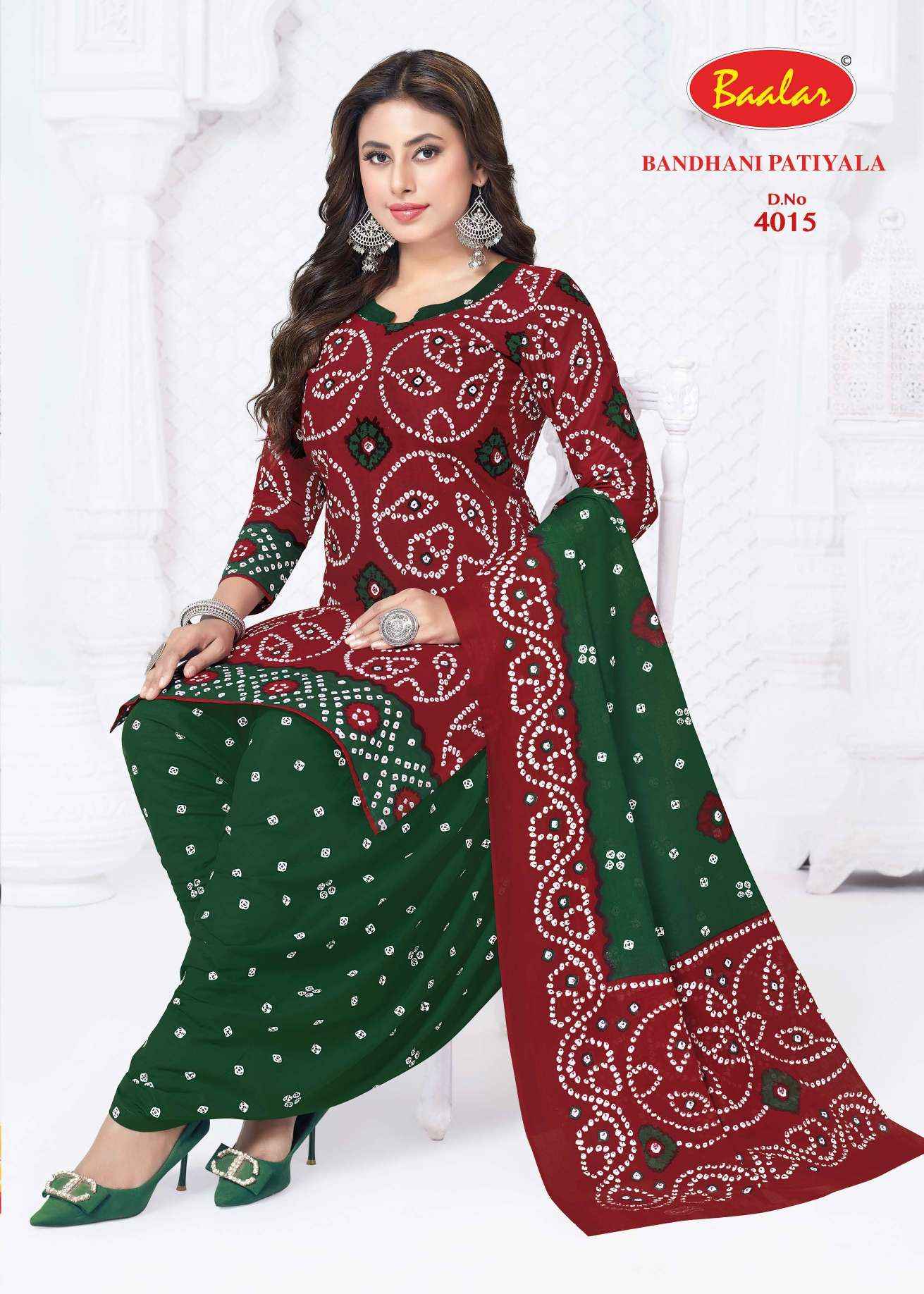 Baalar Bandhani Patiyala Vol 4 Cotton Dress Material 12 pcs Catalogue