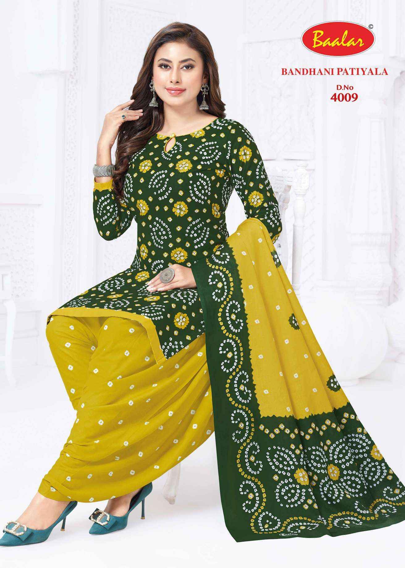 Baalar Bandhani Patiyala Vol 4 Cotton Dress Material 12 pcs Catalogue