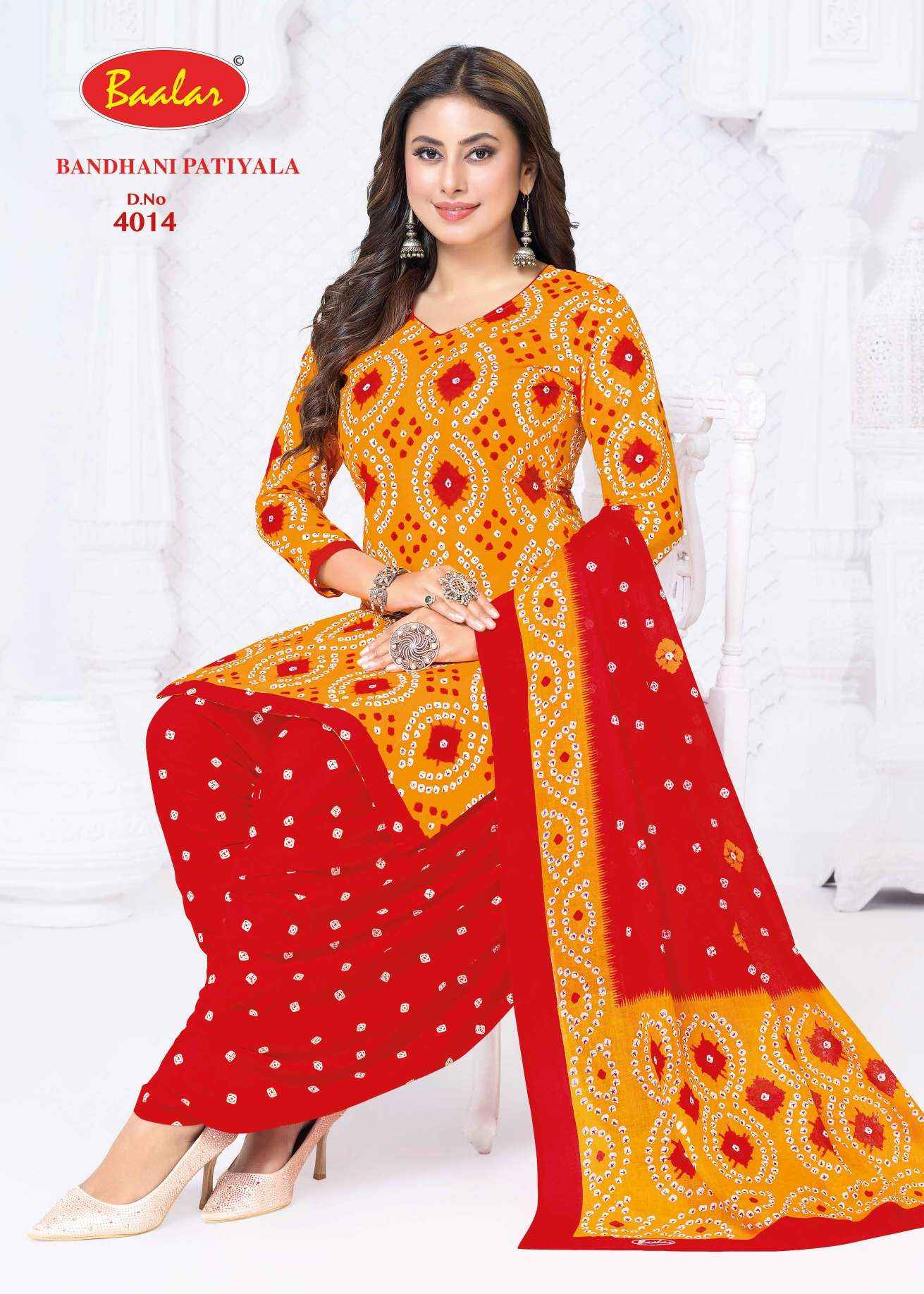 Baalar Bandhani Patiyala Vol 4 Cotton Dress Material 12 pcs Catalogue