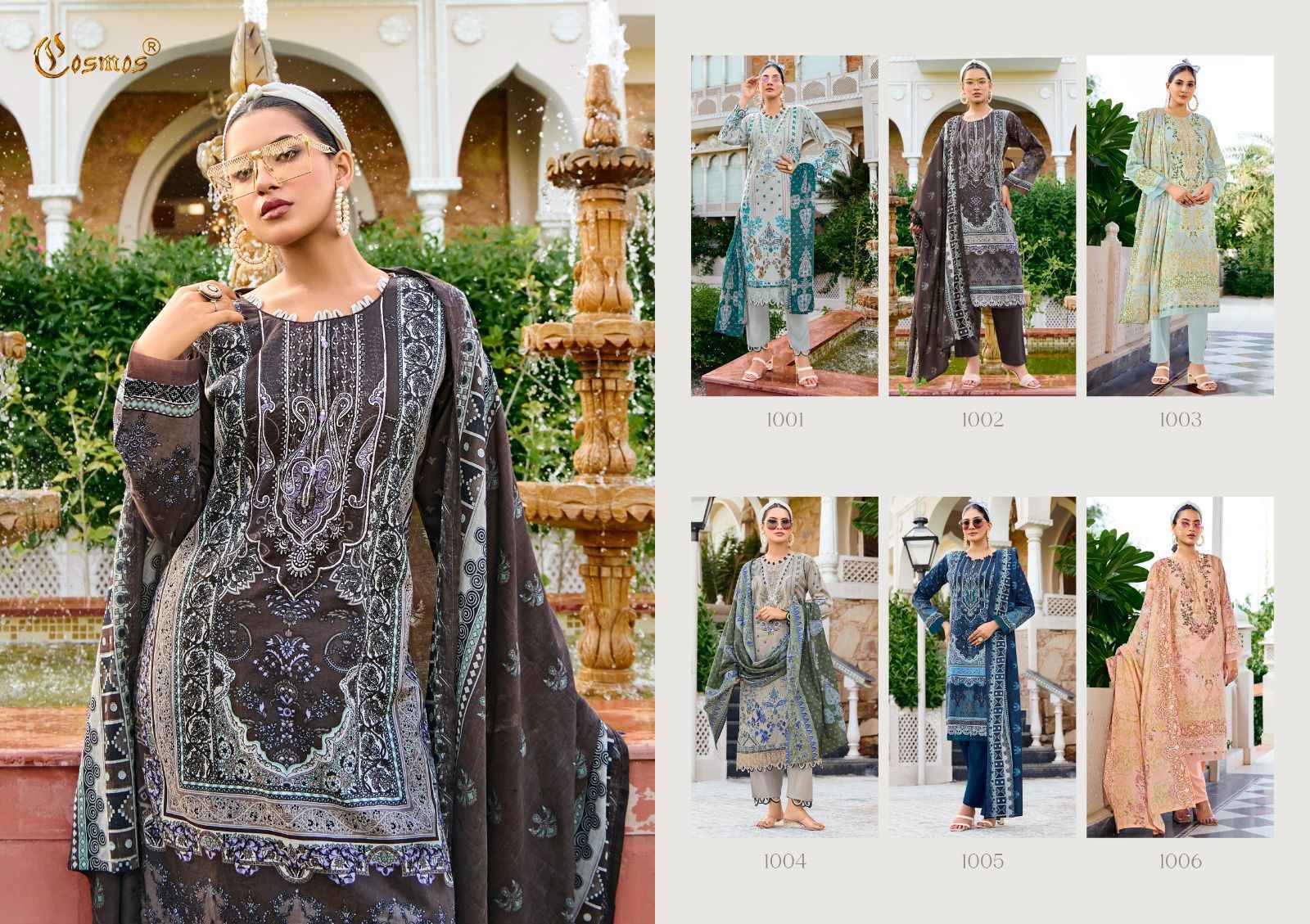 Cosmos Jazmin Vol 1 Lawn Cotton Dress Material 6 pcs Catalogue