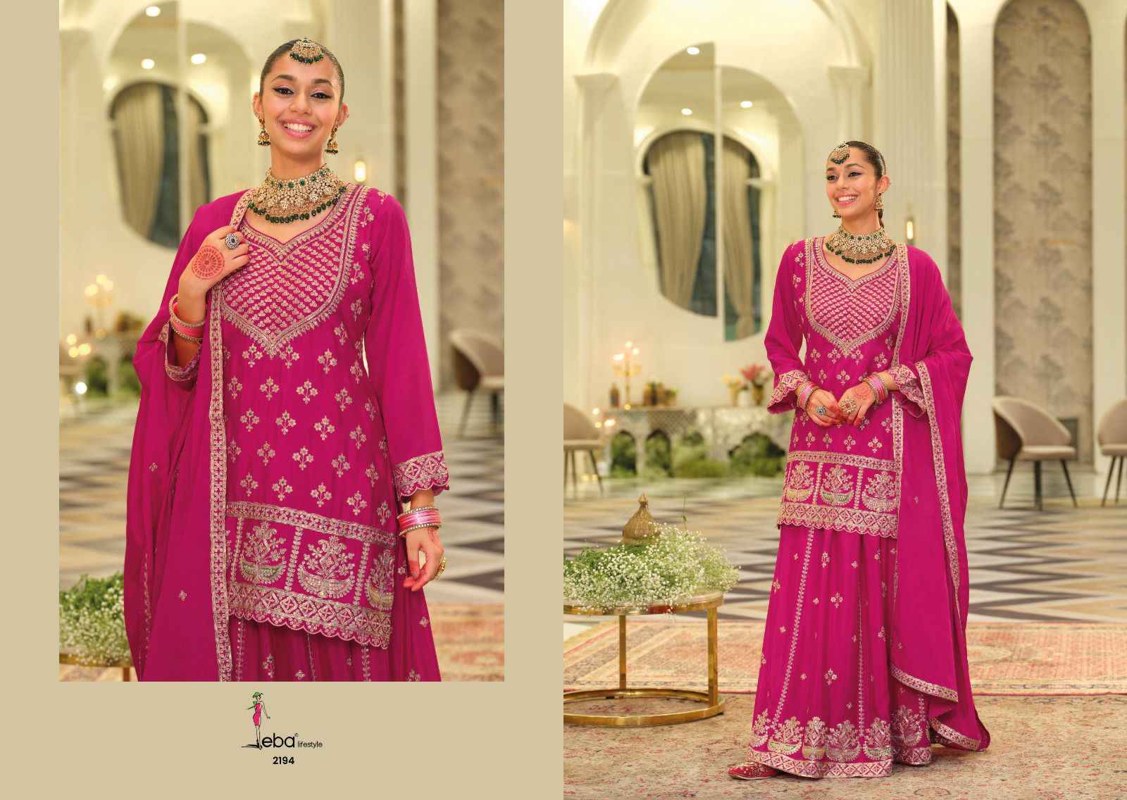 Eba Lifestyle Rangoli Readymade Chinon Dress 4 pcs Catalogue