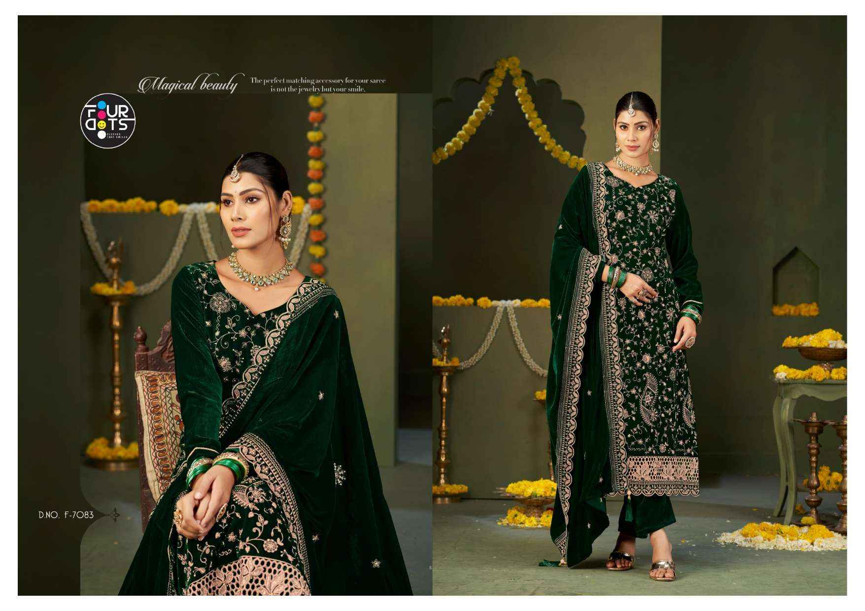 Fourdots Zilpah Velvet Dress Material 4 pcs Catalogue