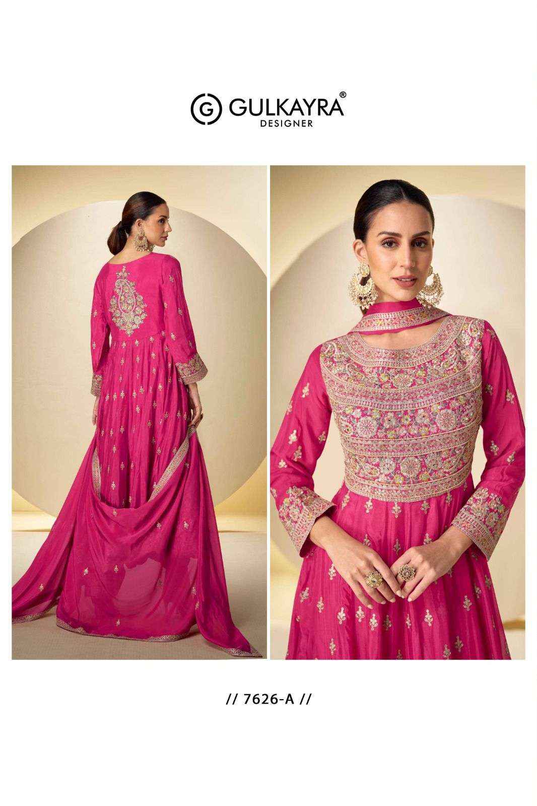 Gulkayra Designer Rasbari Readymade Chinon Dress 3 Pc Catalouge