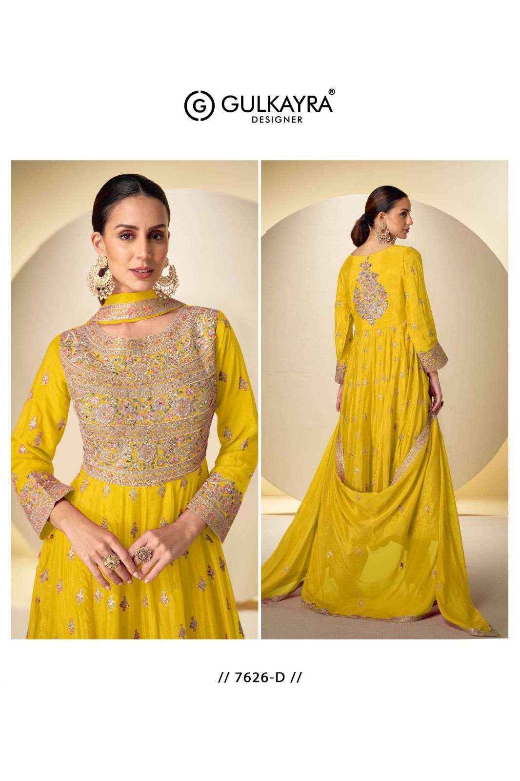 Gulkayra Designer Rasbari Readymade Chinon Dress 3 Pc Catalouge