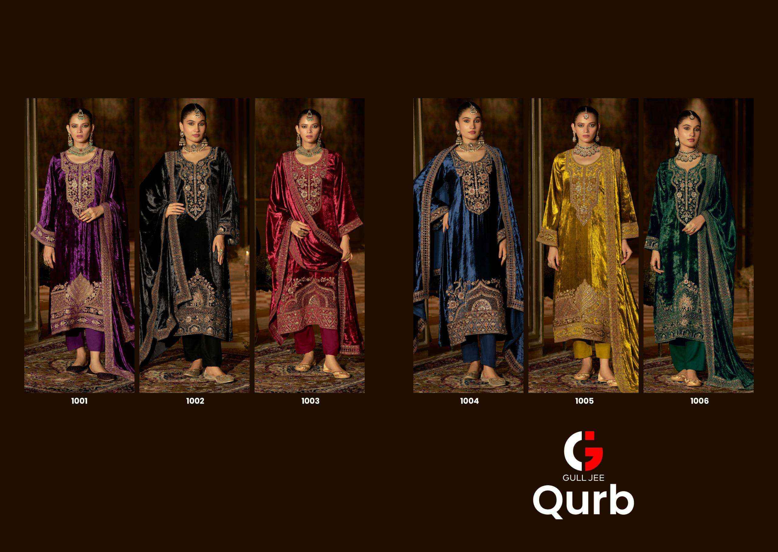 Gull Jee Qurb Velvet Dress Material 6 pcs Catalogue