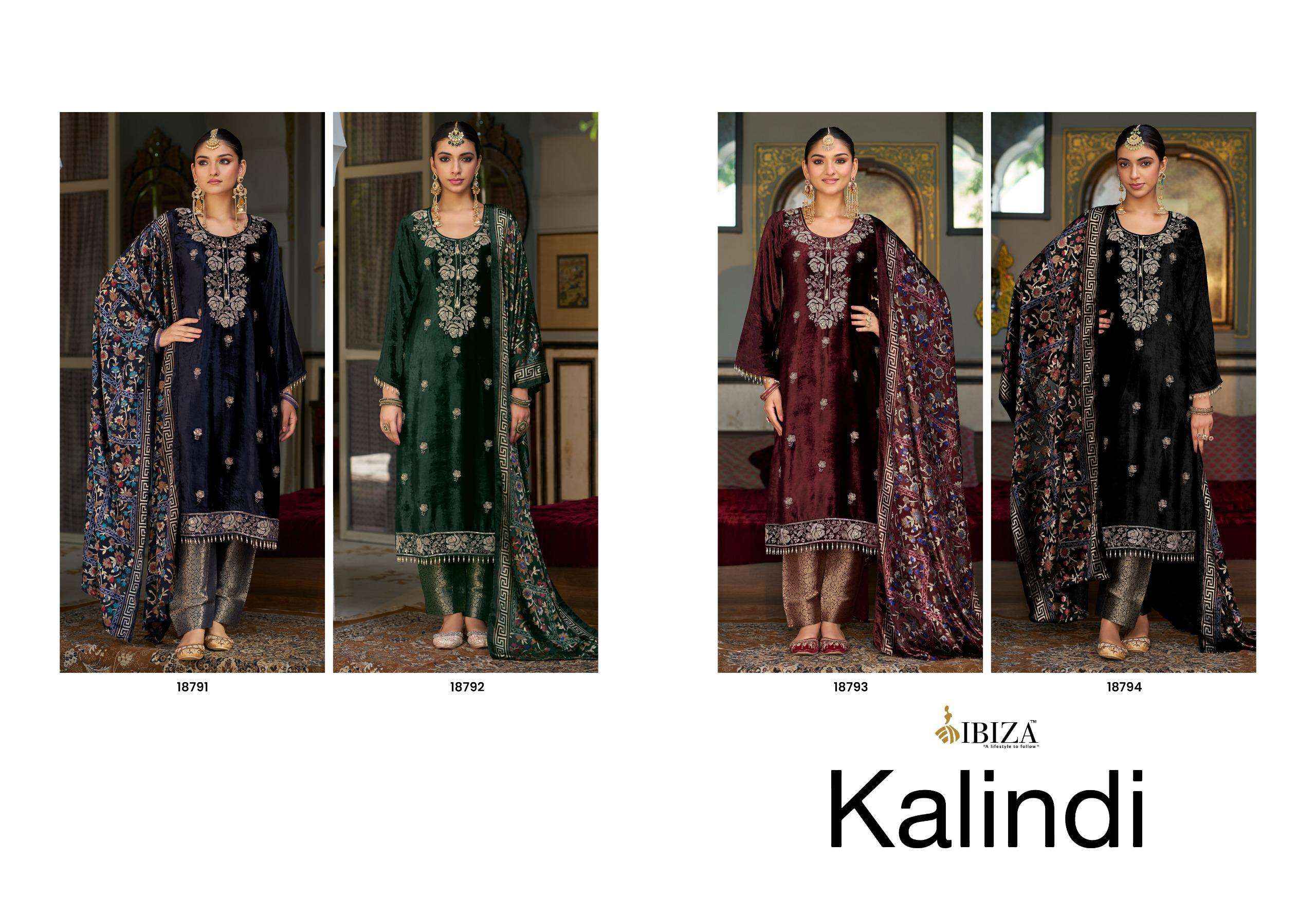 Ibiza Kalindi Viscose Velvet Dress Material 4 Pcs Catalogue