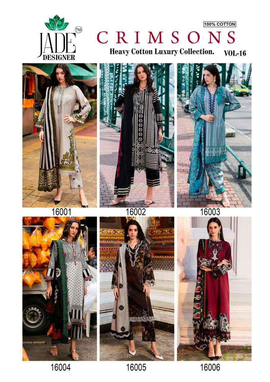 Jade Crimsons Vol 16 Cambric Cotton Dress Material 6 pc Cataloge