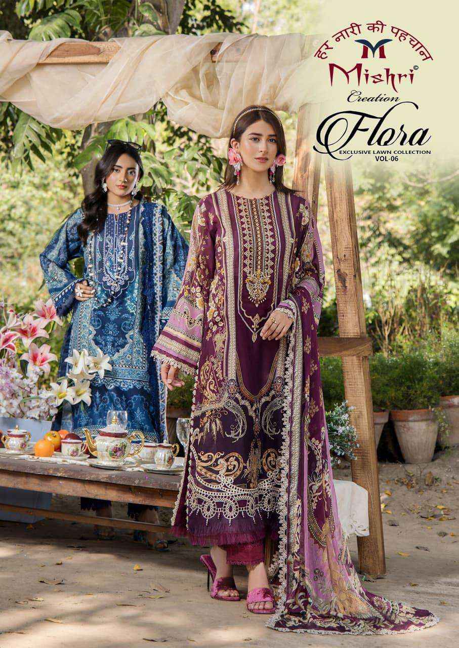 Mishri Creation Flora Vol 6 Lawn Cotton Dress Material 6 pcs Catalogue