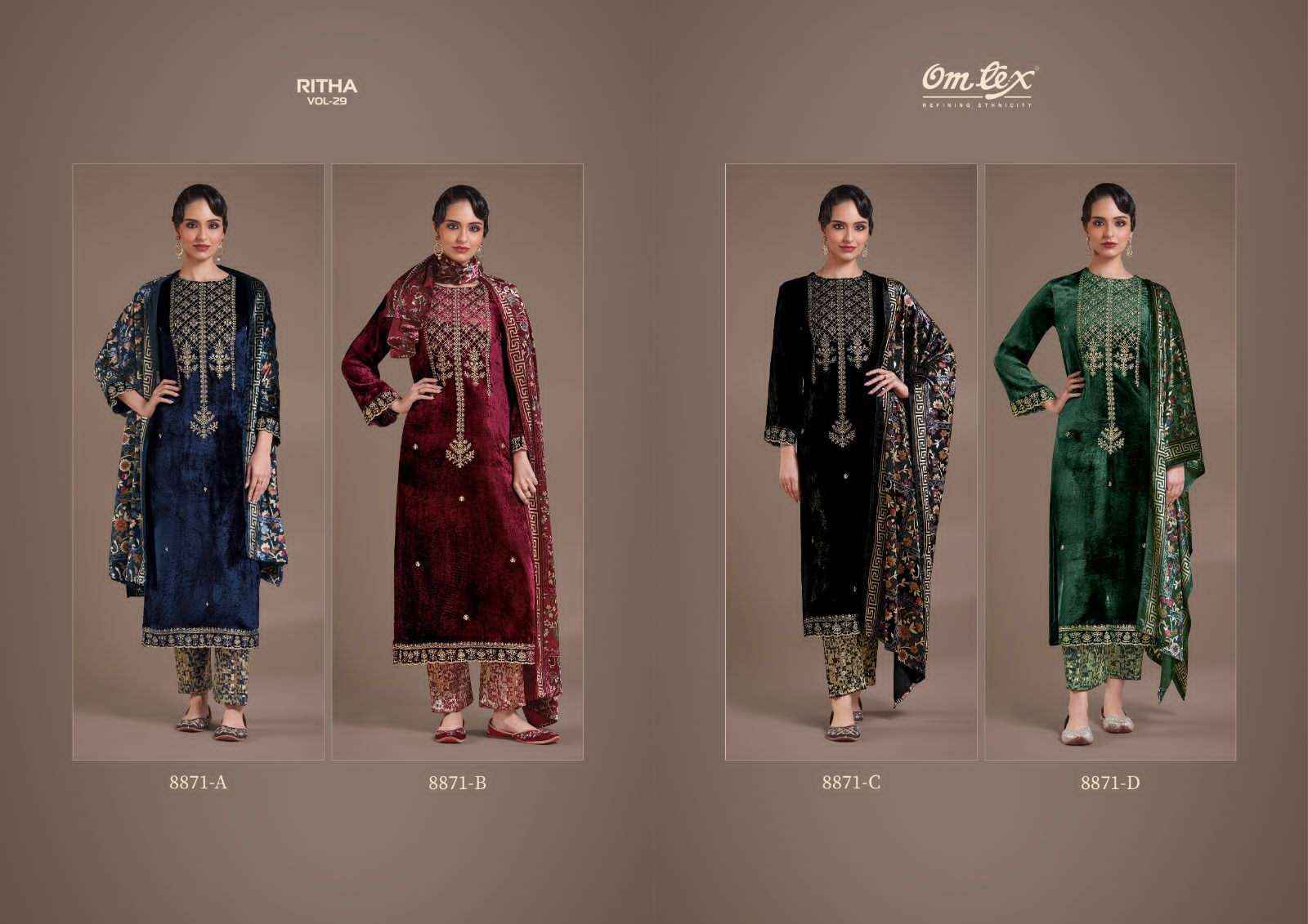 Omtex Ritha Vol 29 Velvet Dress Material 4 pcs Catalogue