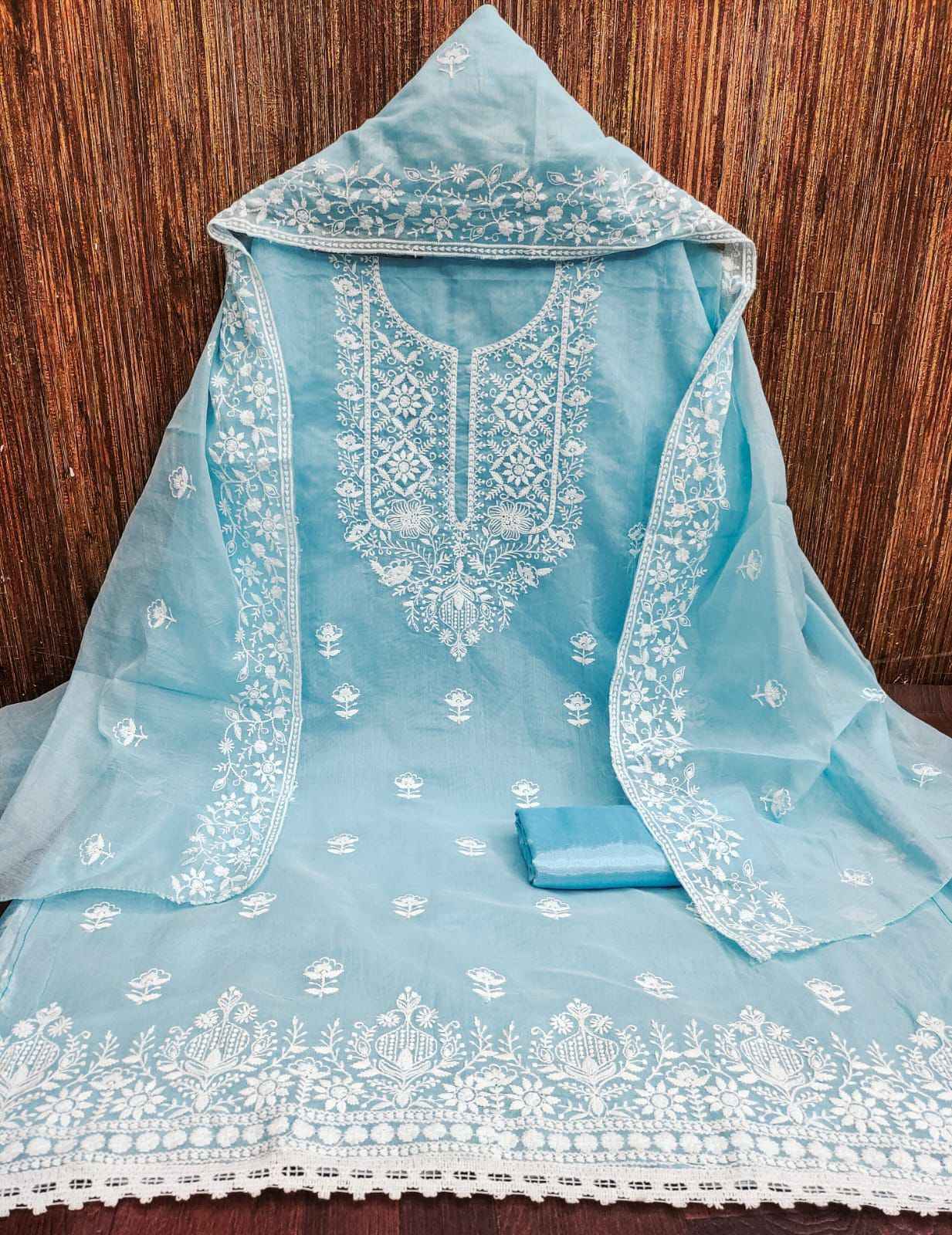 RN 107 Non Catalogue Chanderi Dress Material 4 pcs Catalogue