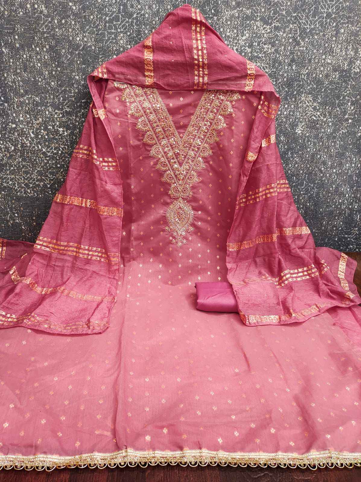 RN 110 Non Catalogue Chanderi Dress Material 4 pcs Catalogue