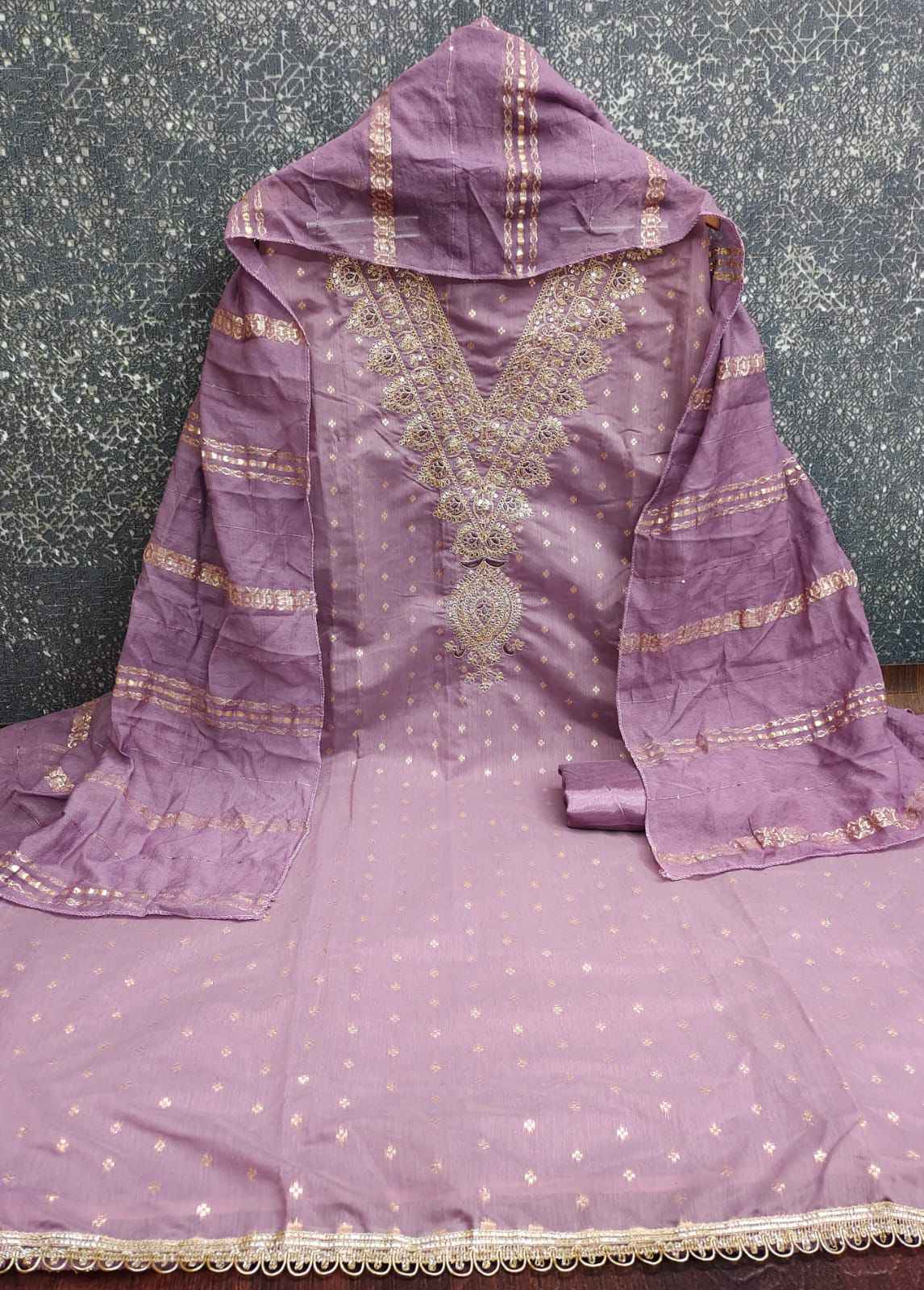 RN 110 Non Catalogue Chanderi Dress Material 4 pcs Catalogue