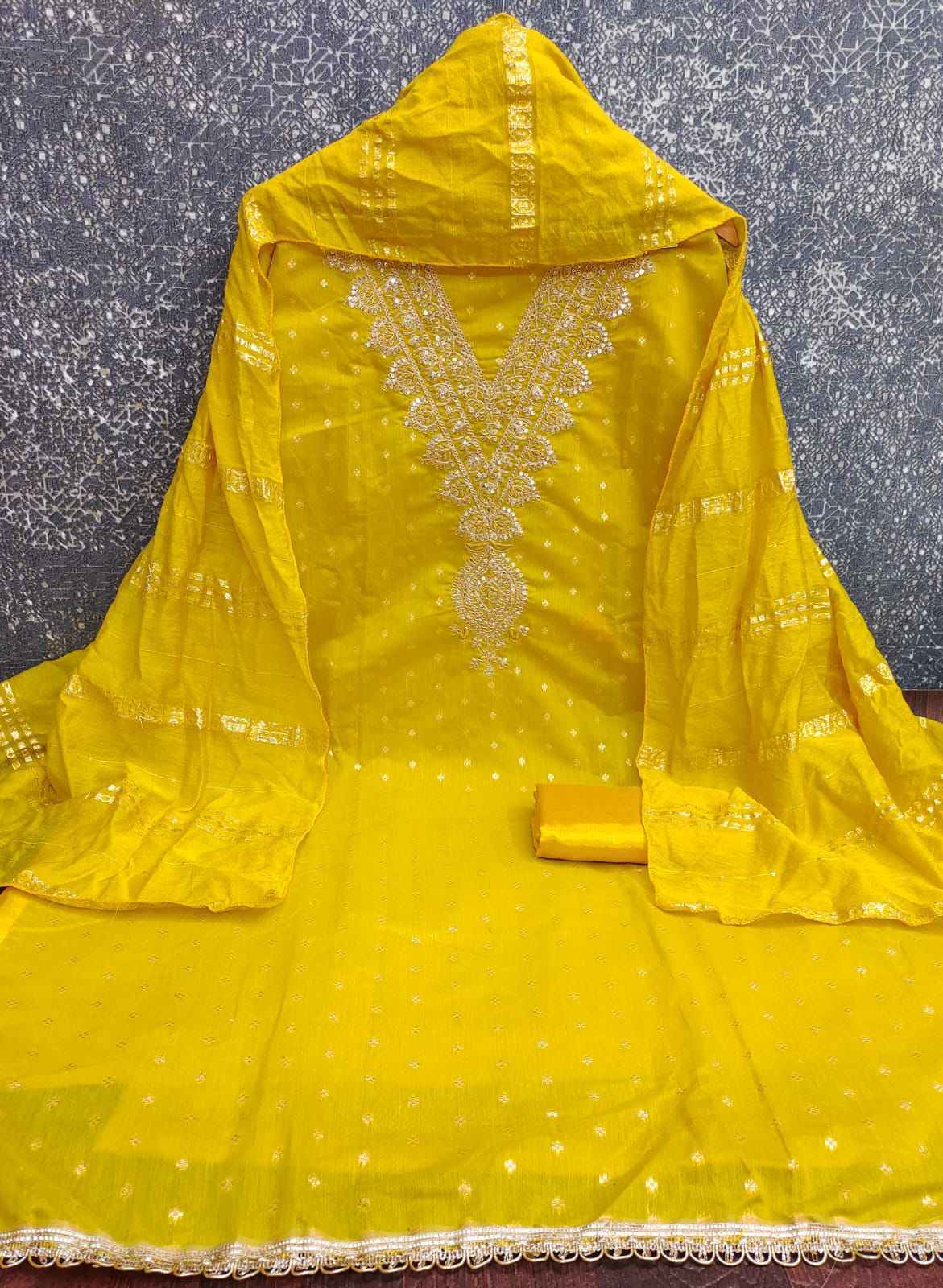 RN 110 Non Catalogue Chanderi Dress Material 4 pcs Catalogue