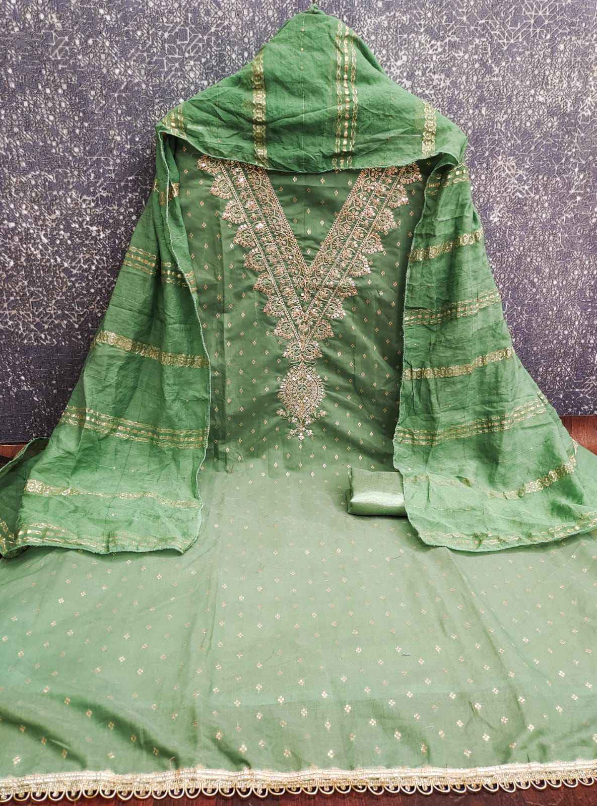 RN 110 Non Catalogue Chanderi Dress Material 4 pcs Catalogue