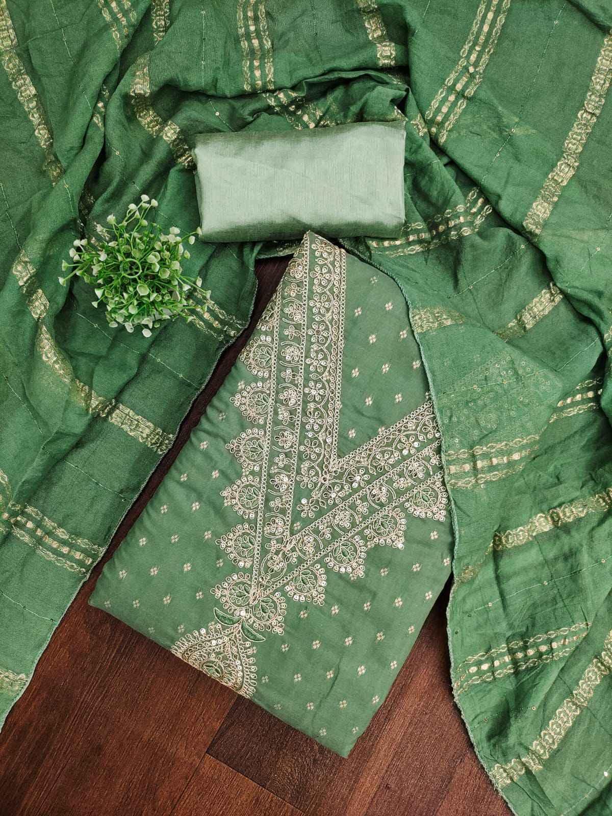 RN 110 Non Catalogue Chanderi Dress Material 4 pcs Catalogue