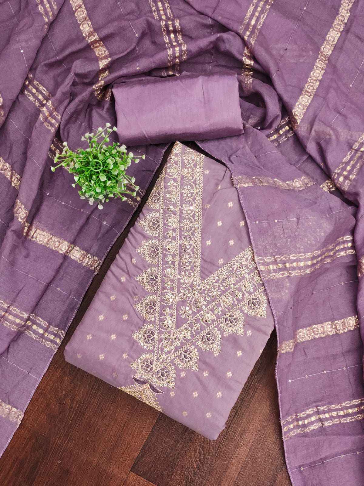 RN 110 Non Catalogue Chanderi Dress Material 4 pcs Catalogue