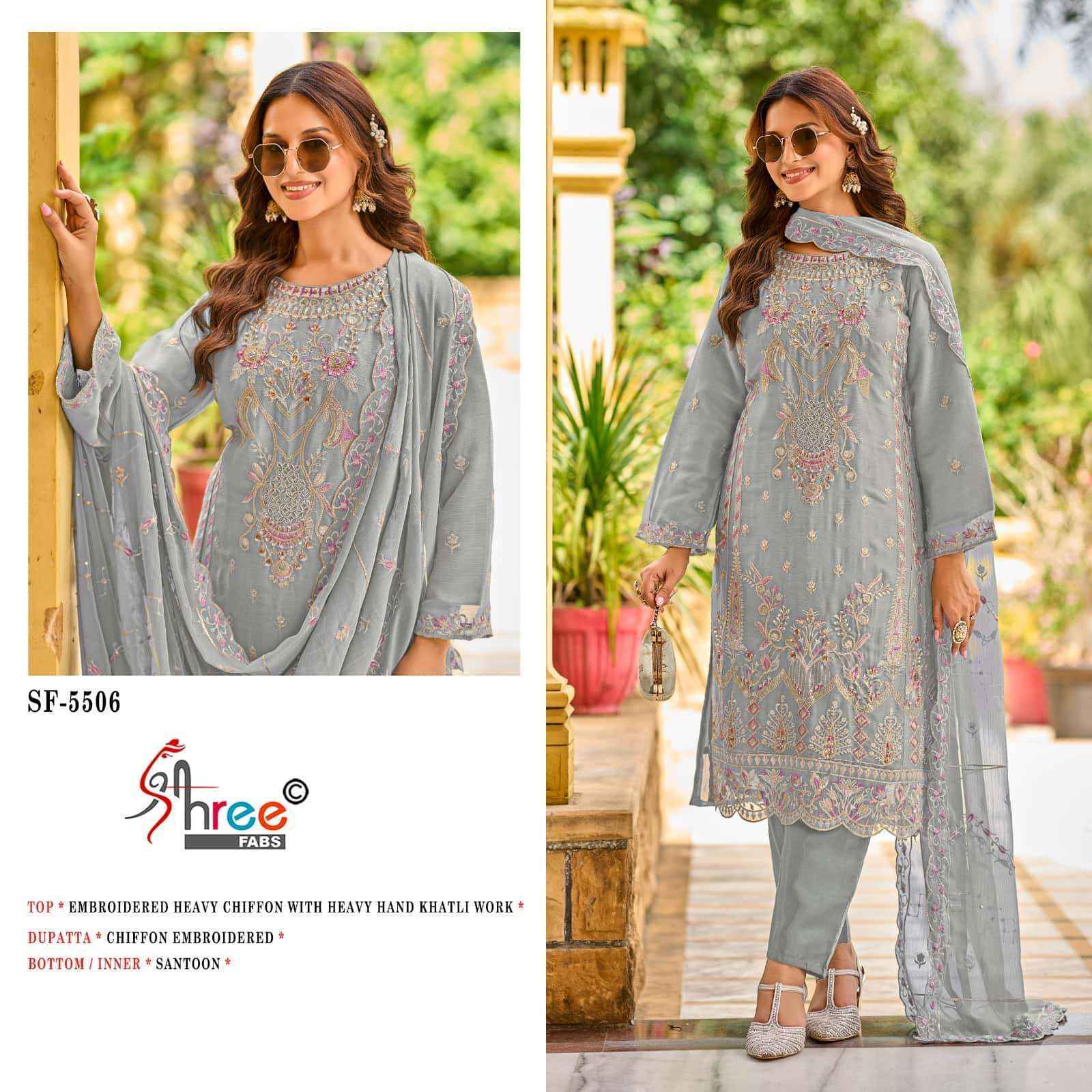 Shree Fabs Sf 5506 Chiffon Dress Material designer shree fabs suits  wholesaler