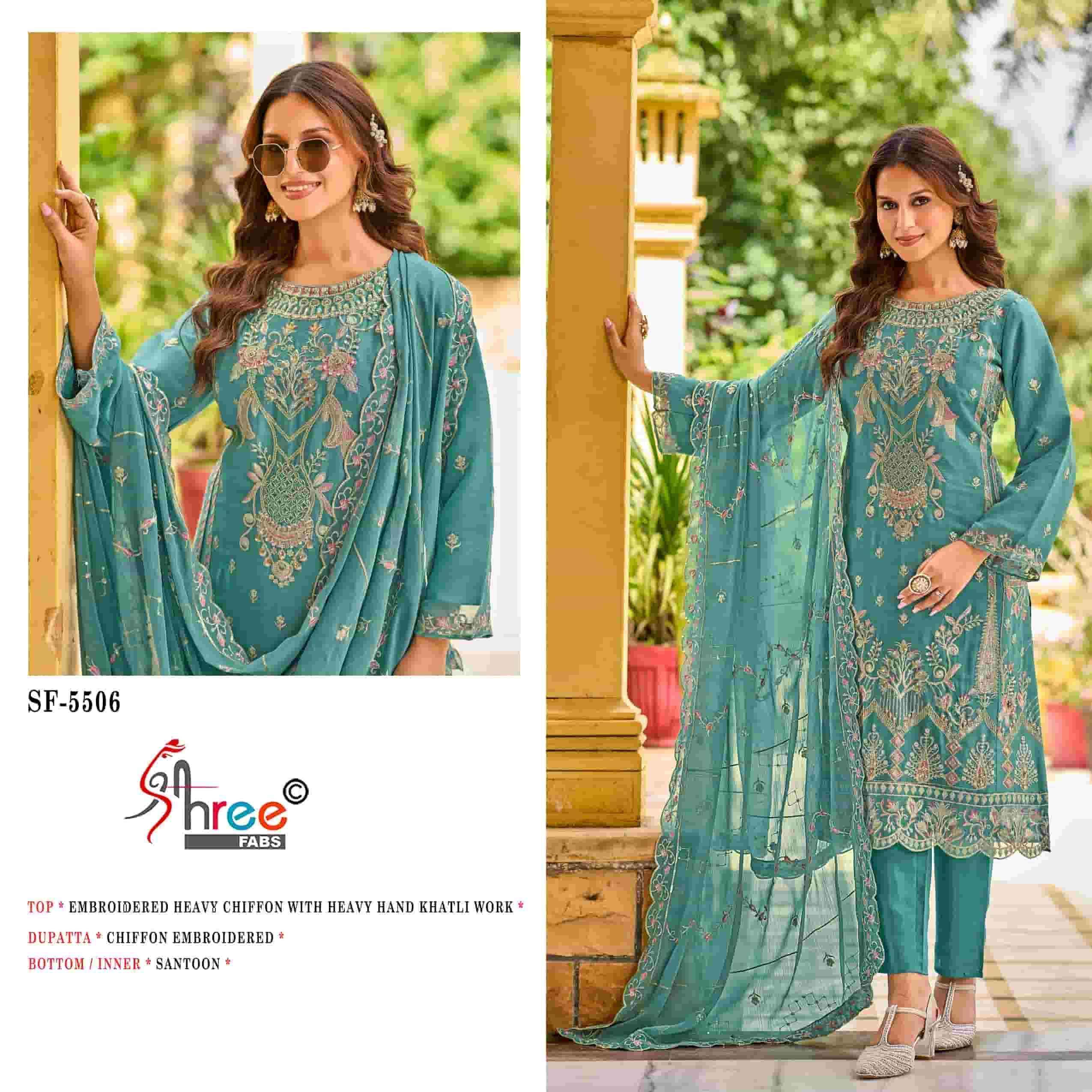 Shree Fabs Sf 5506 Chiffon Dress Material 4 pcs Catalogue