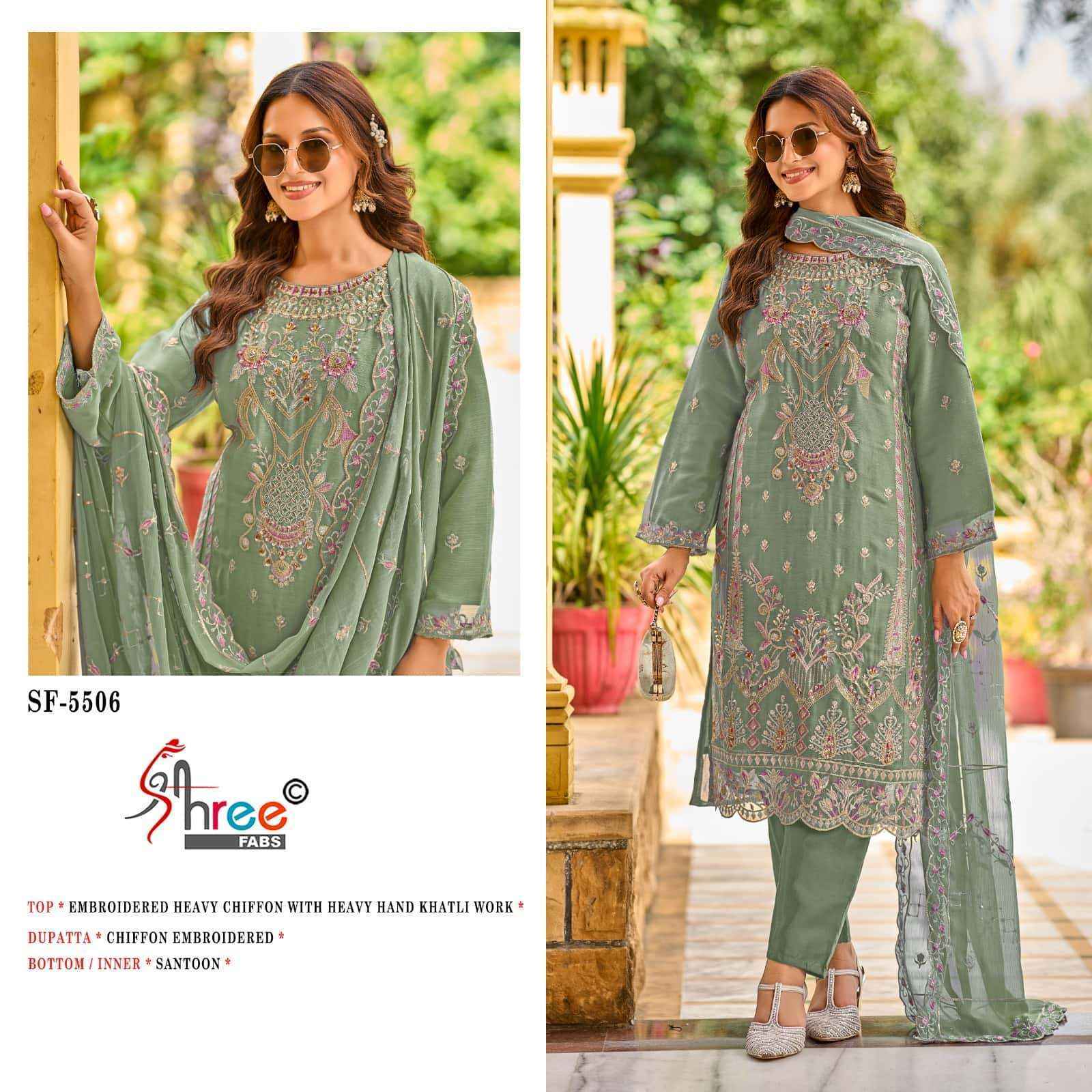 Shree Fabs Sf 5506 Chiffon Dress Material 4 pcs Catalogue