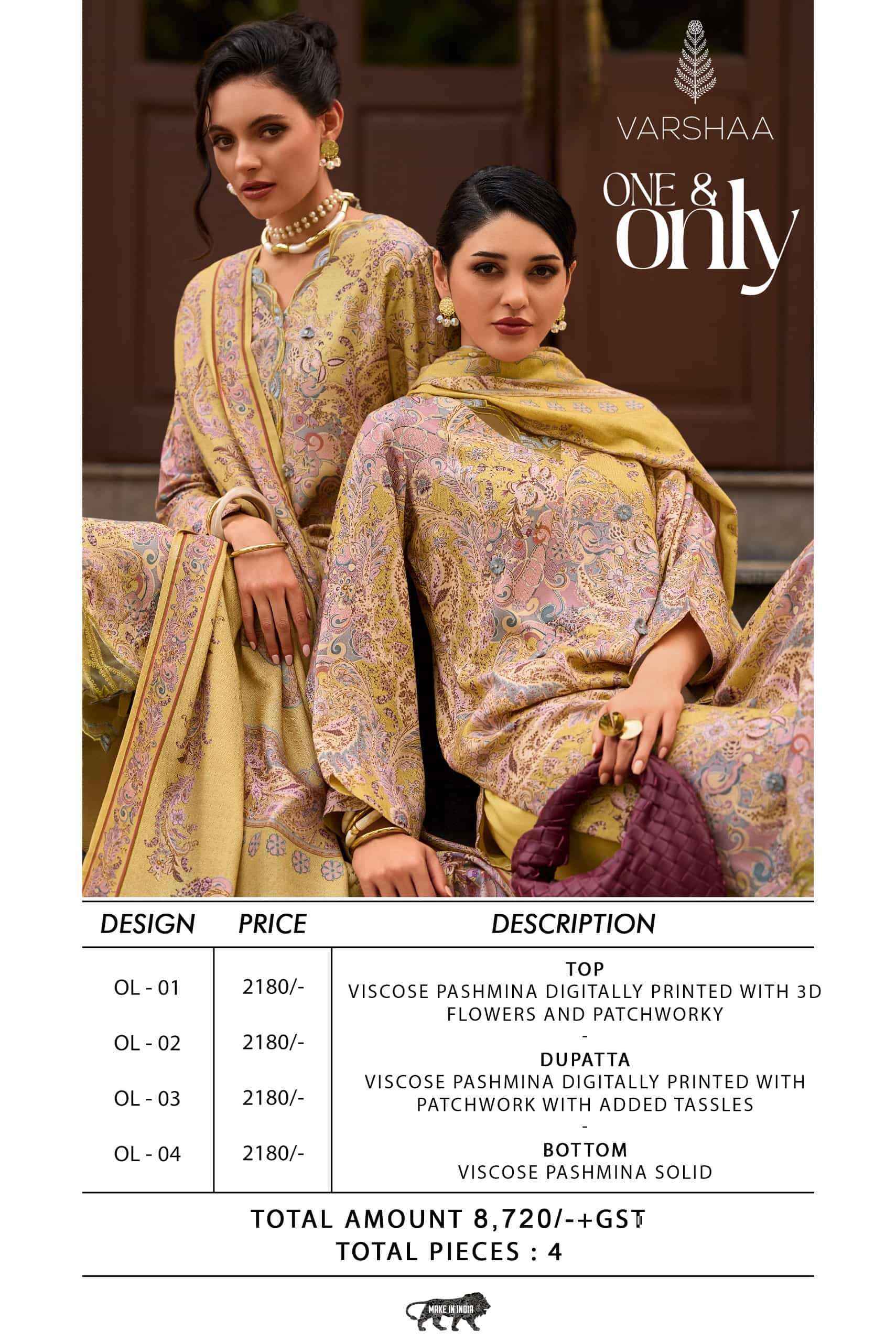 Varsha One & Only Viscouse Pashmina Dress Material 4 pcs Catalogue