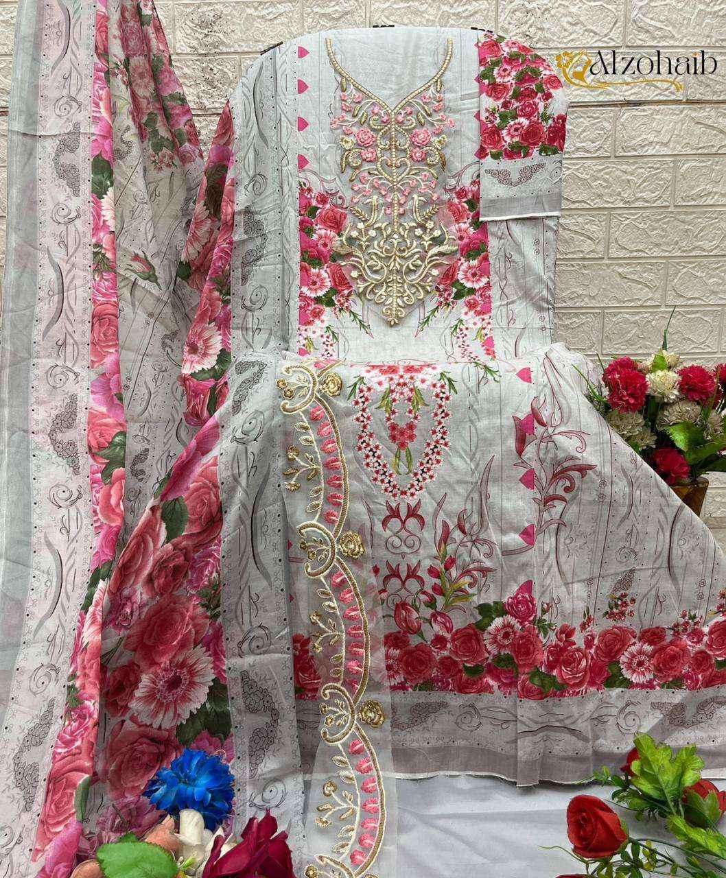 Al Zohaib Aarifa Cotton Dress Material 4 pcs Catalogue