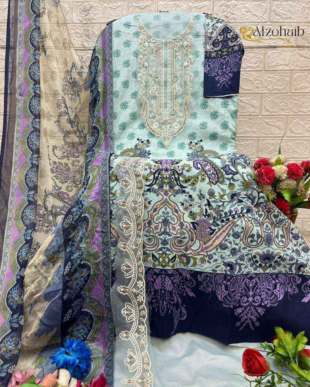 Al Zohaib Aarifa Cotton Dress Material 4 pcs Catalogue