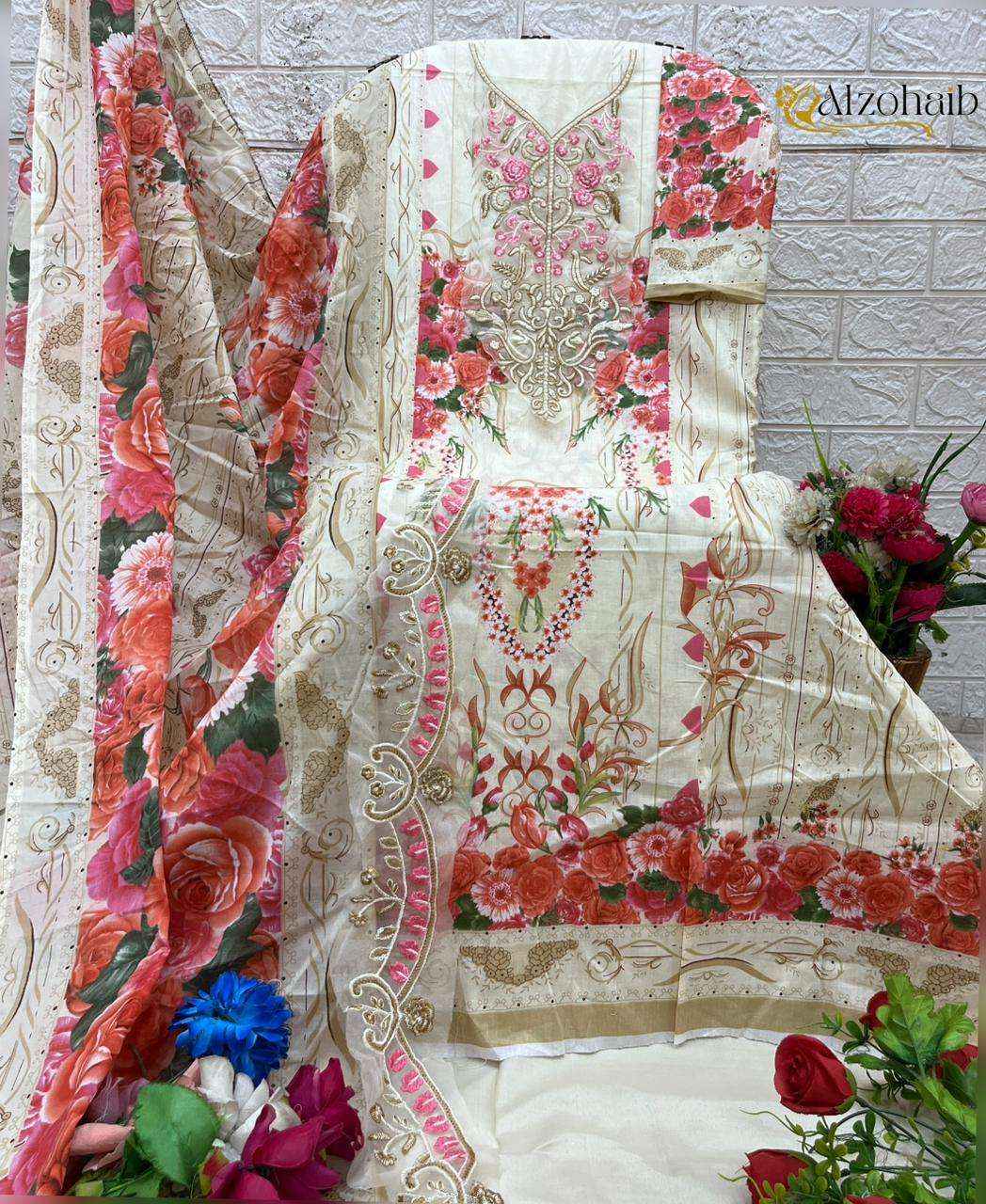 Al Zohaib Aarifa Cotton Dress Material 4 pcs Catalogue