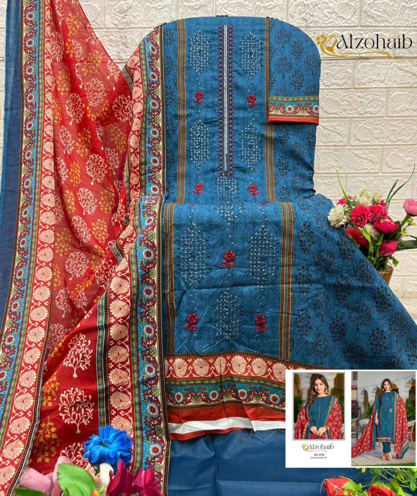 Al Zohaib Asmaa Cotton Dress Material 4 pcs Catalogue