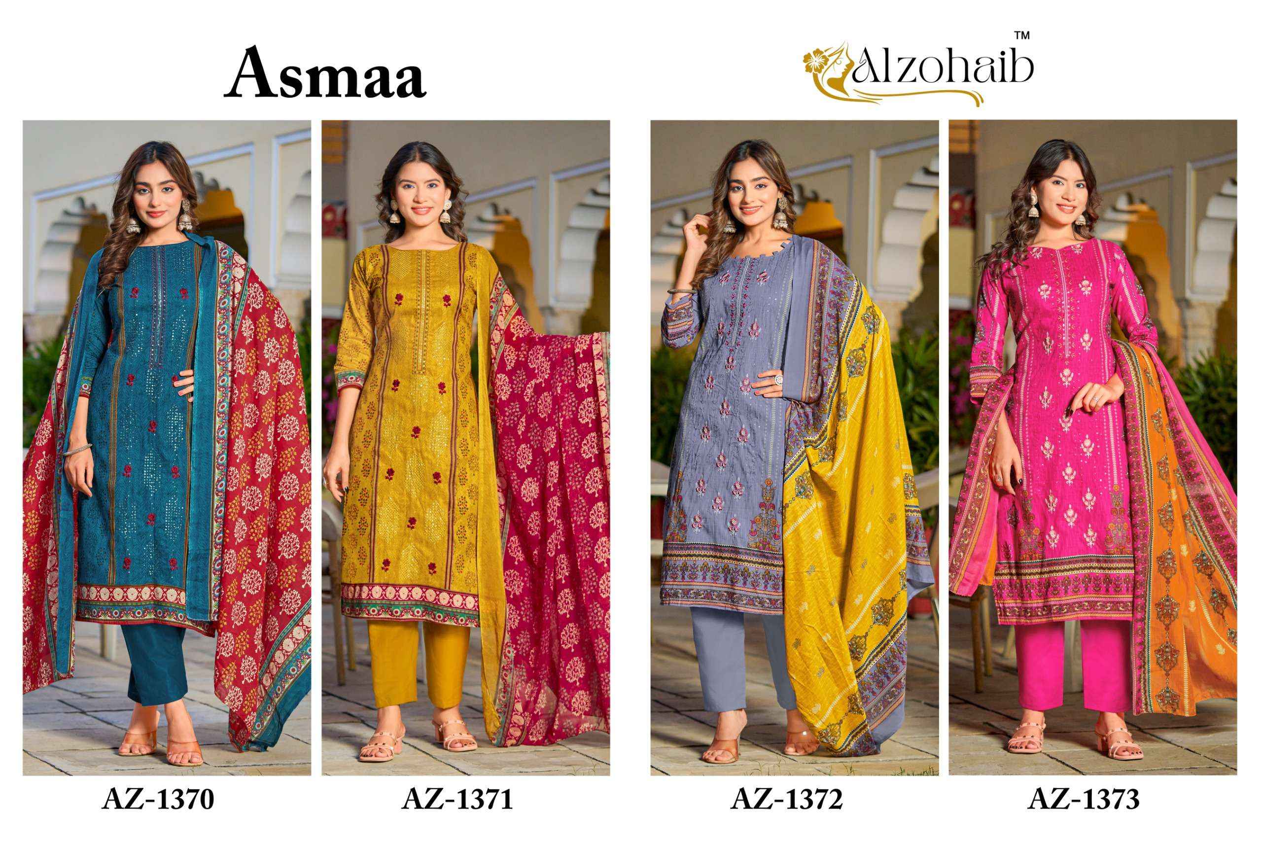 Al Zohaib Asmaa Cotton Dress Material 4 pcs Catalogue