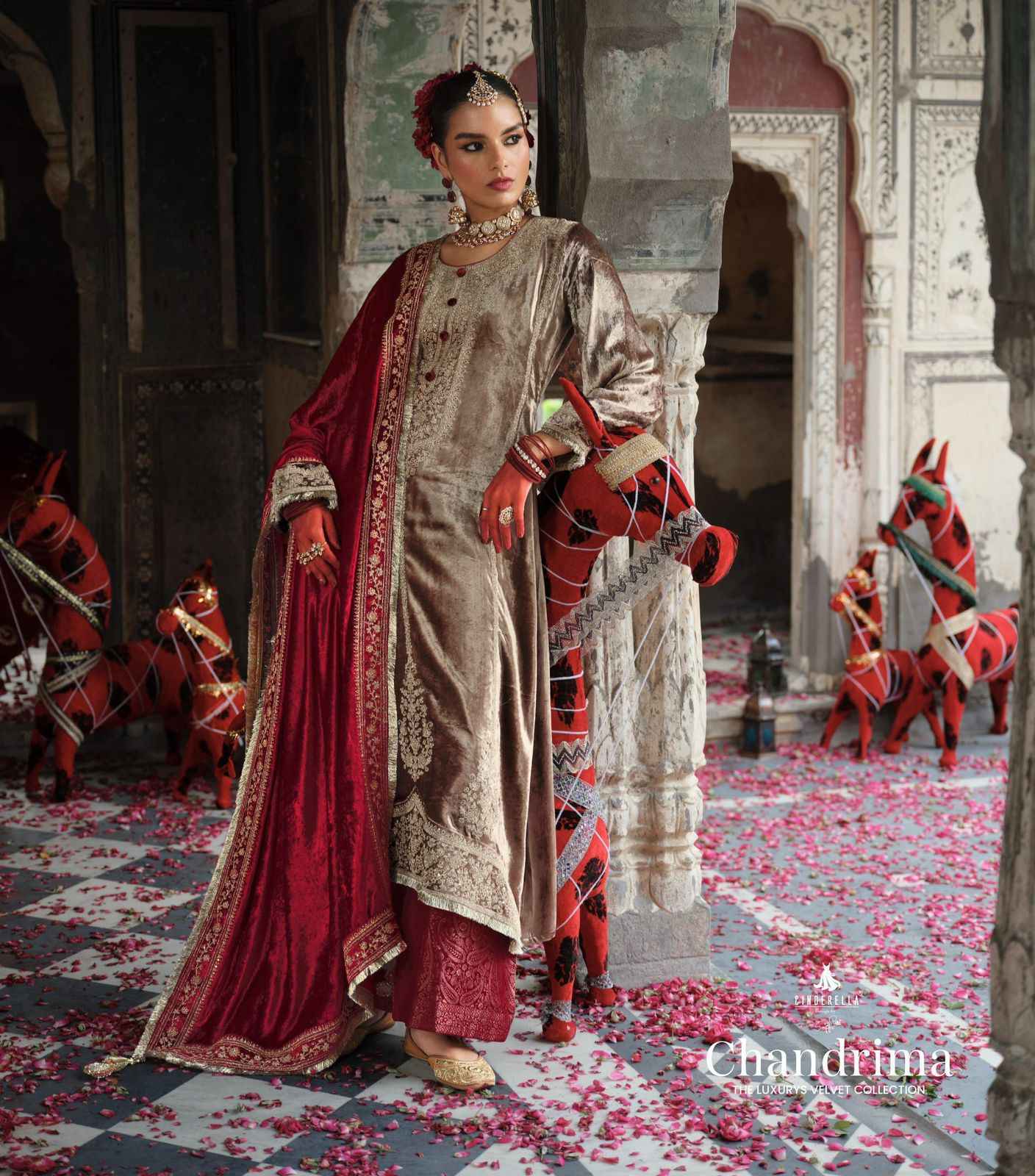 Cinderella Chandrima Velvet Dress Material 6 pcs catalogue