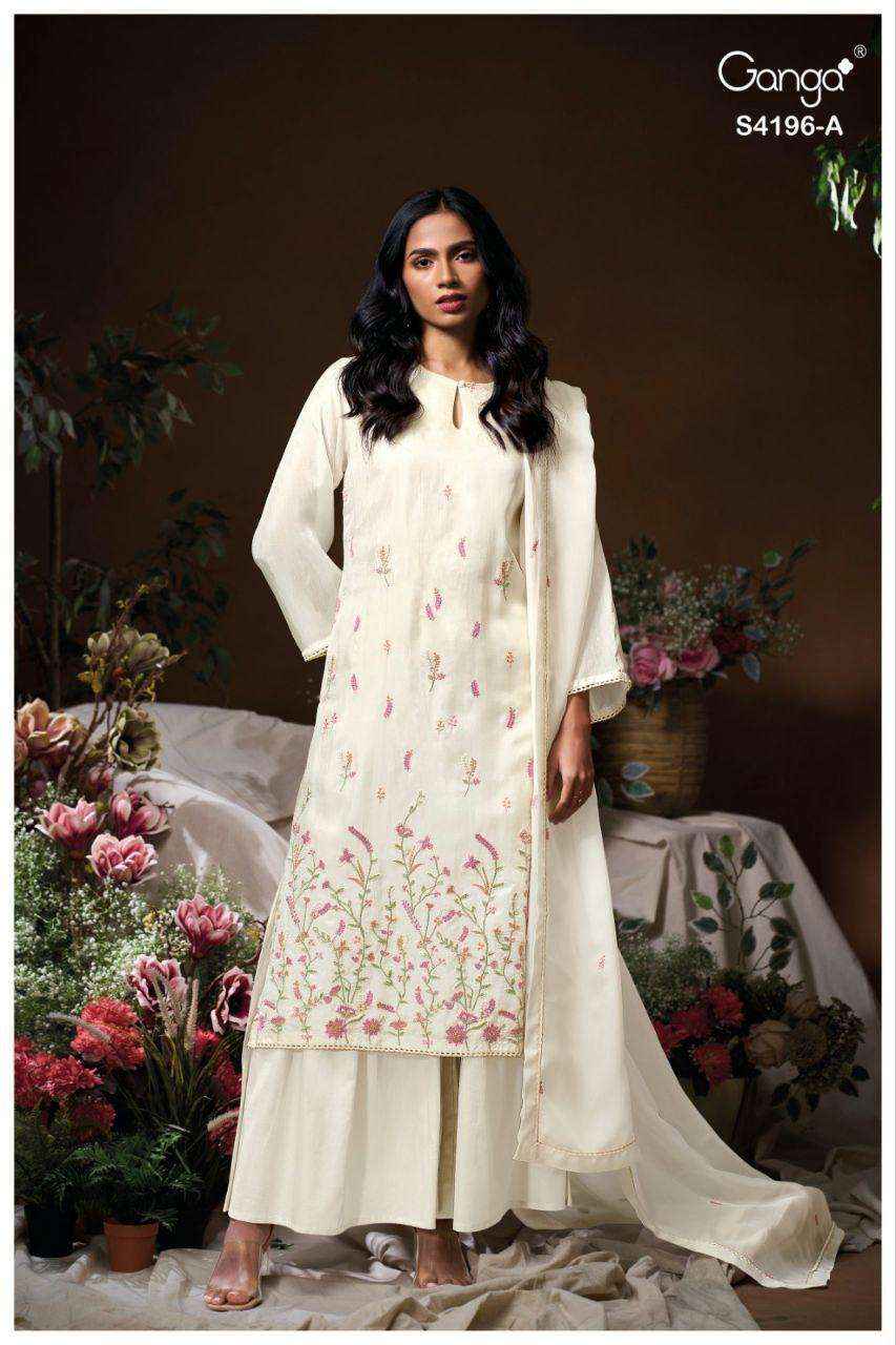 Ganga Biyona 4196 Silk Jacquard Dress Material 4 pcs Catalogue