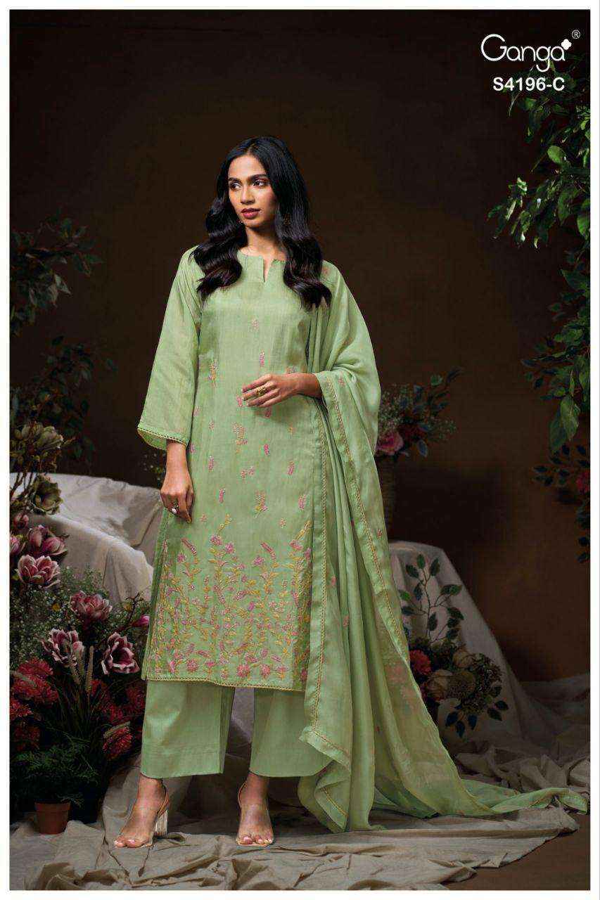 Ganga Biyona 4196 Silk Jacquard Dress Material 4 pcs Catalogue