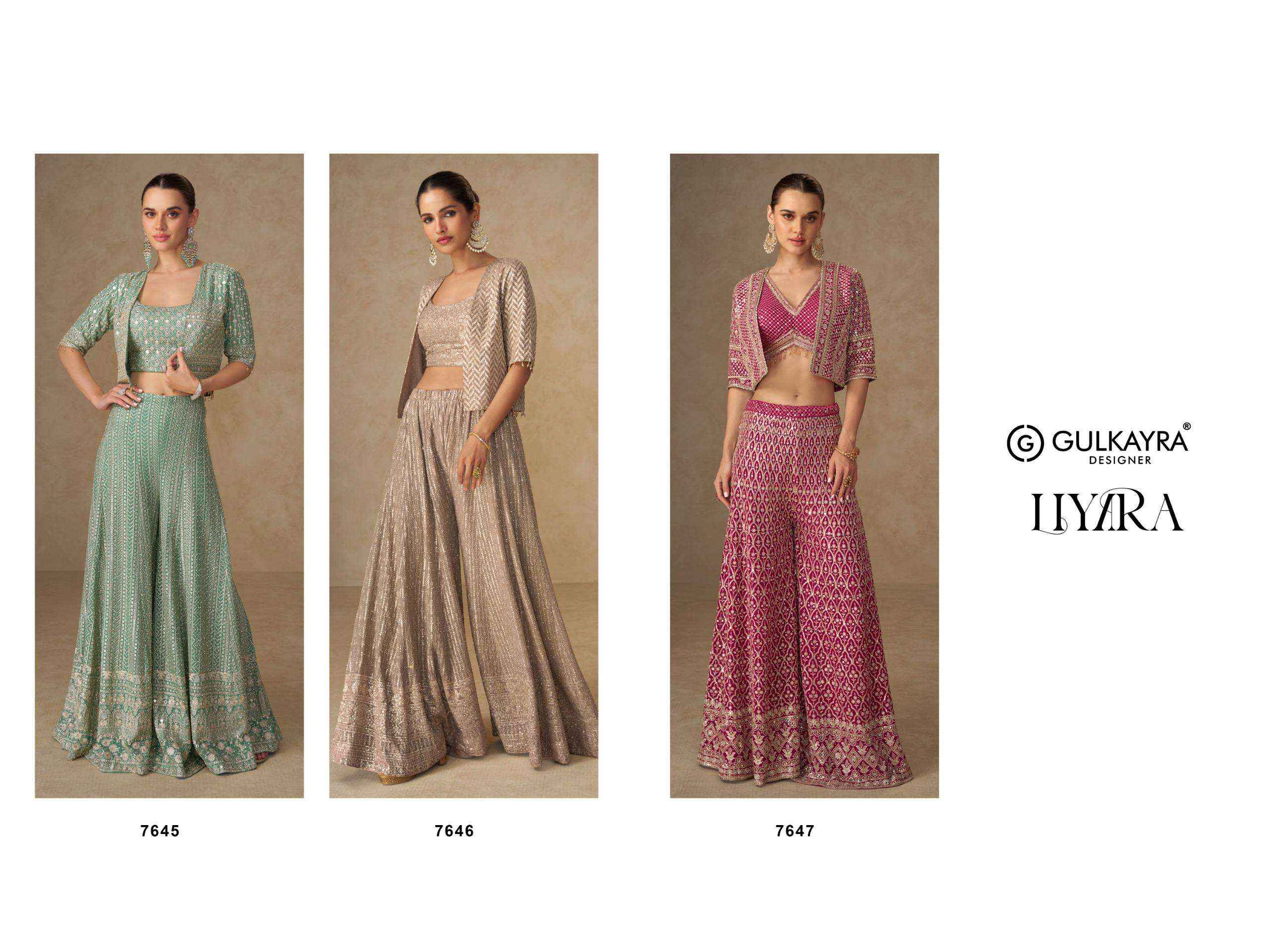 Gulkayra Designer Liyara Readymade Georgette Dress 3 Pcs Catalouge