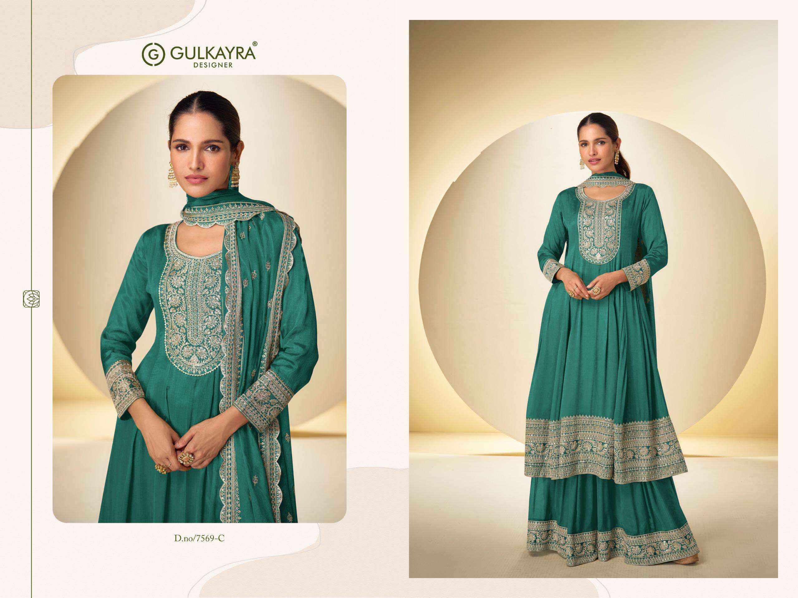 Gulkayra Designer Nargis Readymade Chinon Dress 4 Pc Catalouge