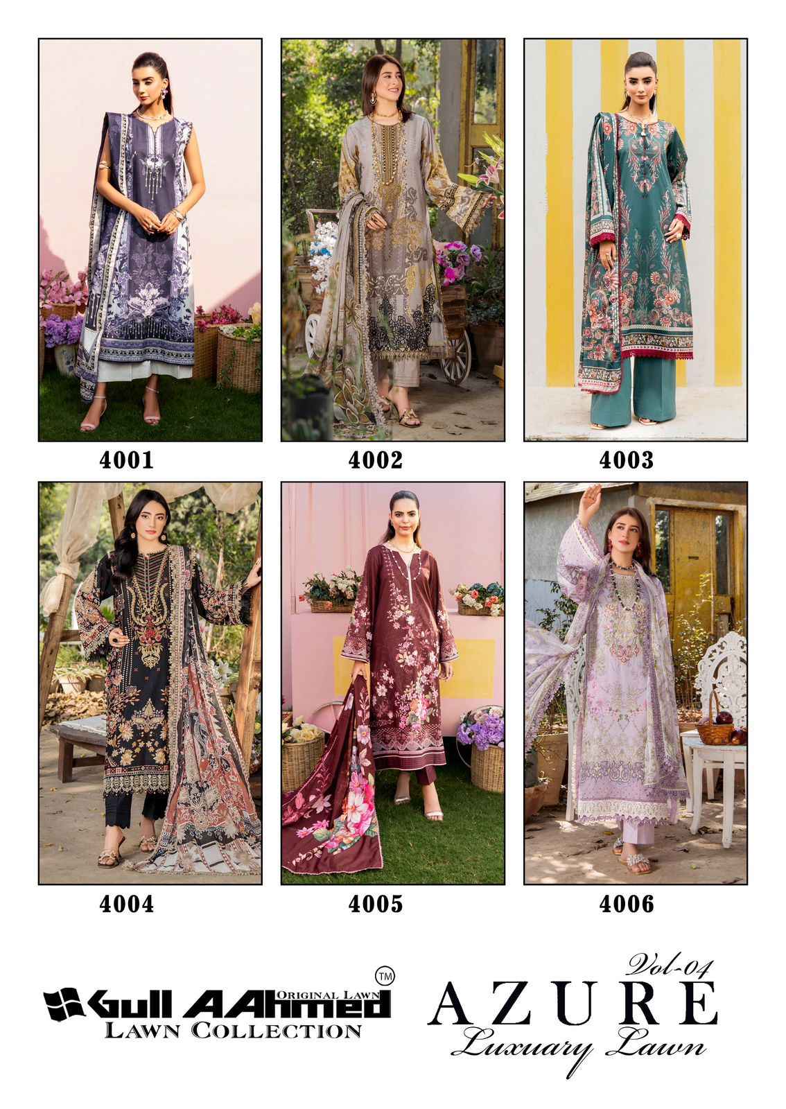 Gull Aahmed Azure Vol 4 Cambric Cotton Dress Material 6 pcs Catalogue