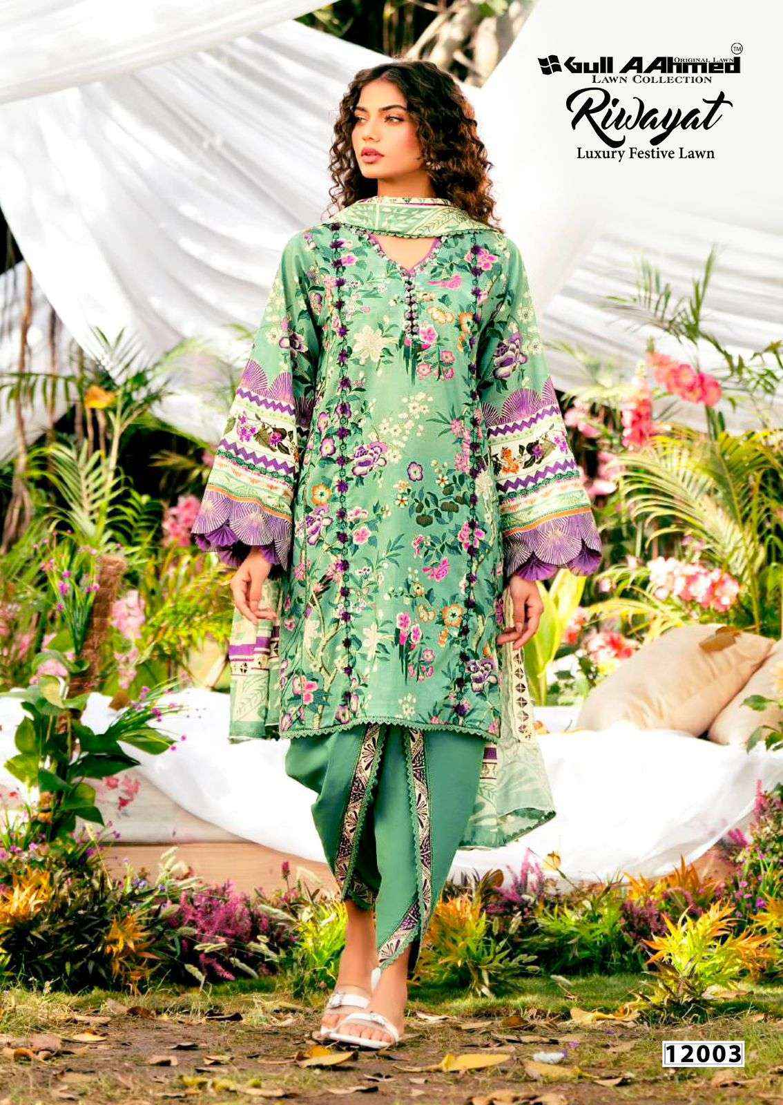 Gull Aahmed Riwayat Vol 12 Cambric Cotton Dress Material 6 pcs Catalogue
