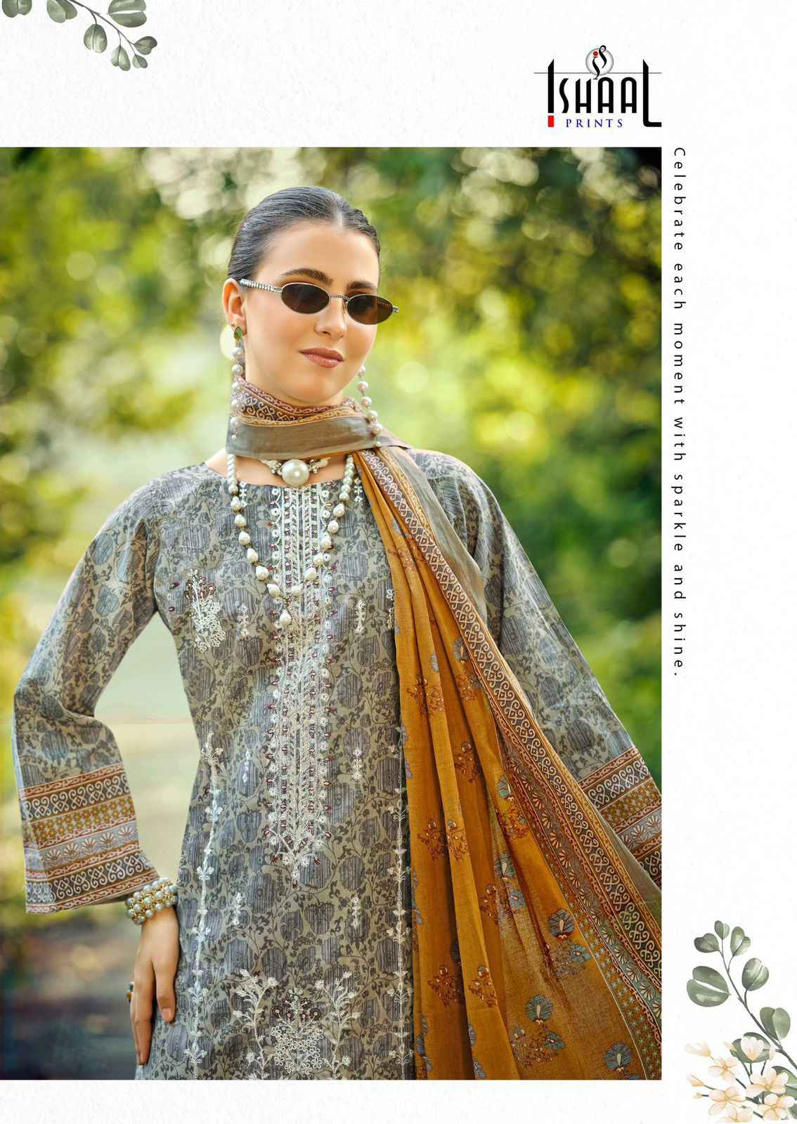 Ishaal Embroidered Vol 17 Lawn Cotton Dress Material 10 pcs Catalogue