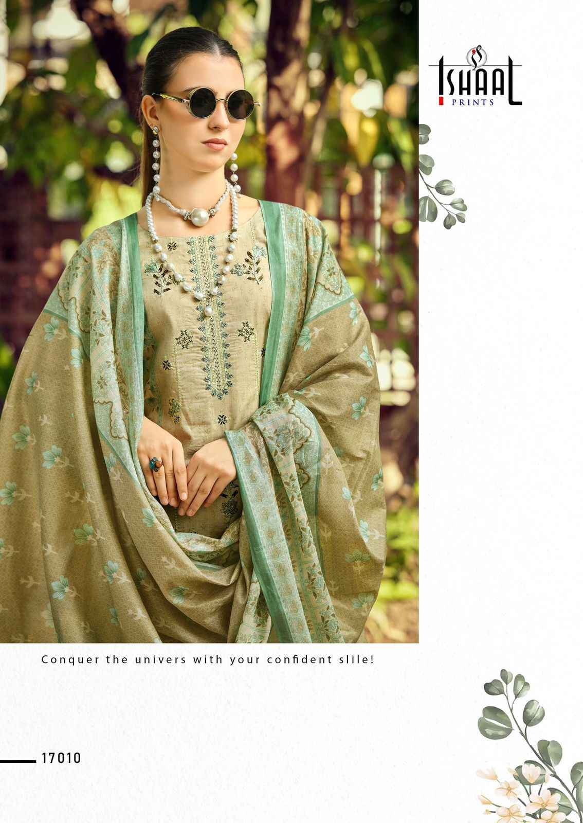 Ishaal Embroidered Vol 17 Lawn Cotton Dress Material 10 pcs Catalogue