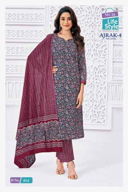 MCM Lifestyle Ajrak Vol 4 Readymade Cotton Dress 10 pcs Catalogue