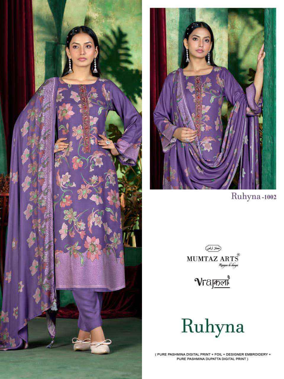 Mumtaz Arts Ruhyna Viscose Pashmina Dress Material 4 pcs Catalogue