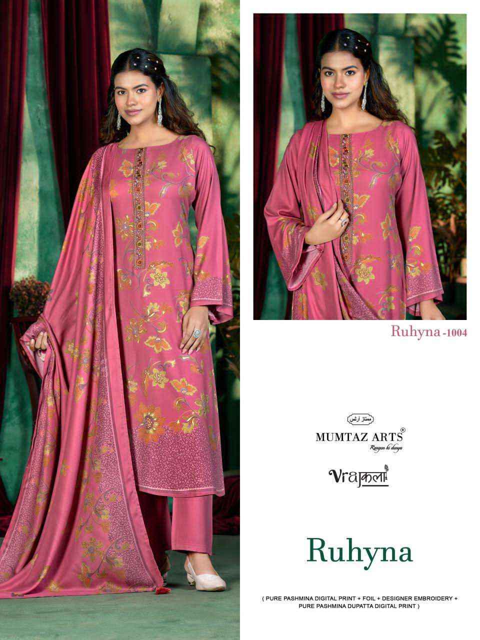 Mumtaz Arts Ruhyna Viscose Pashmina Dress Material 4 pcs Catalogue