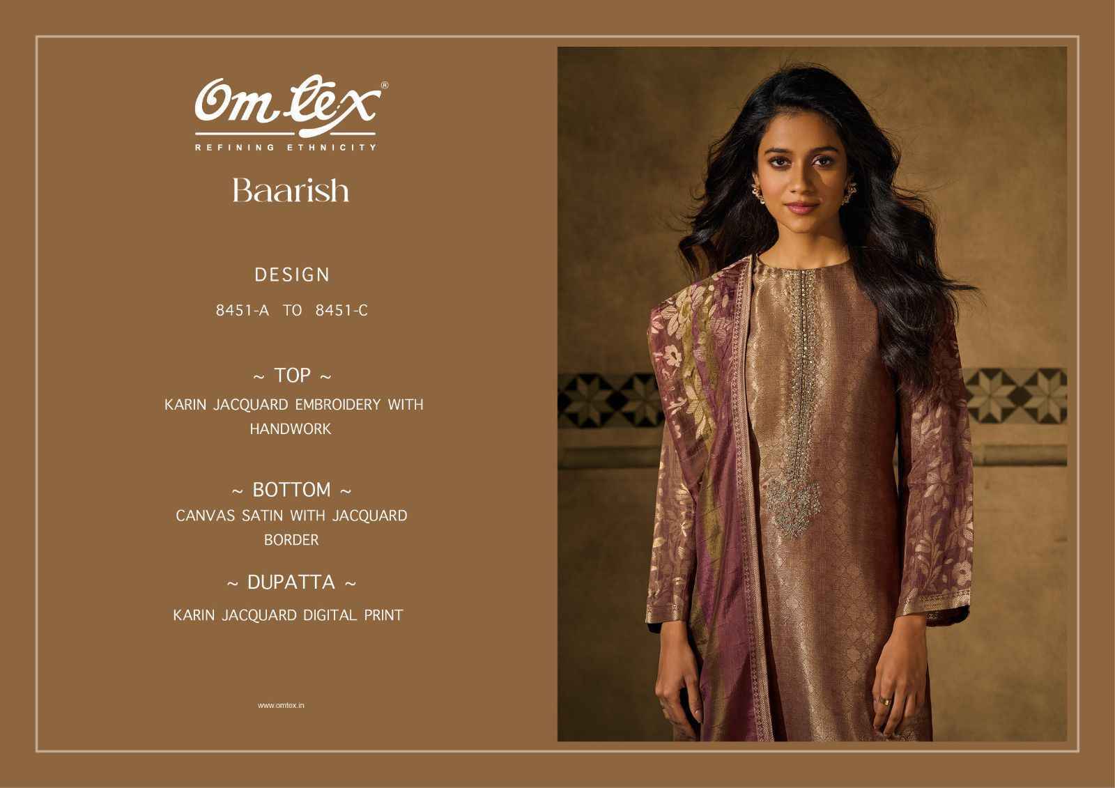 Omtex Baarish Karin Jacquared Dress Material 3 Pc Catalouge
